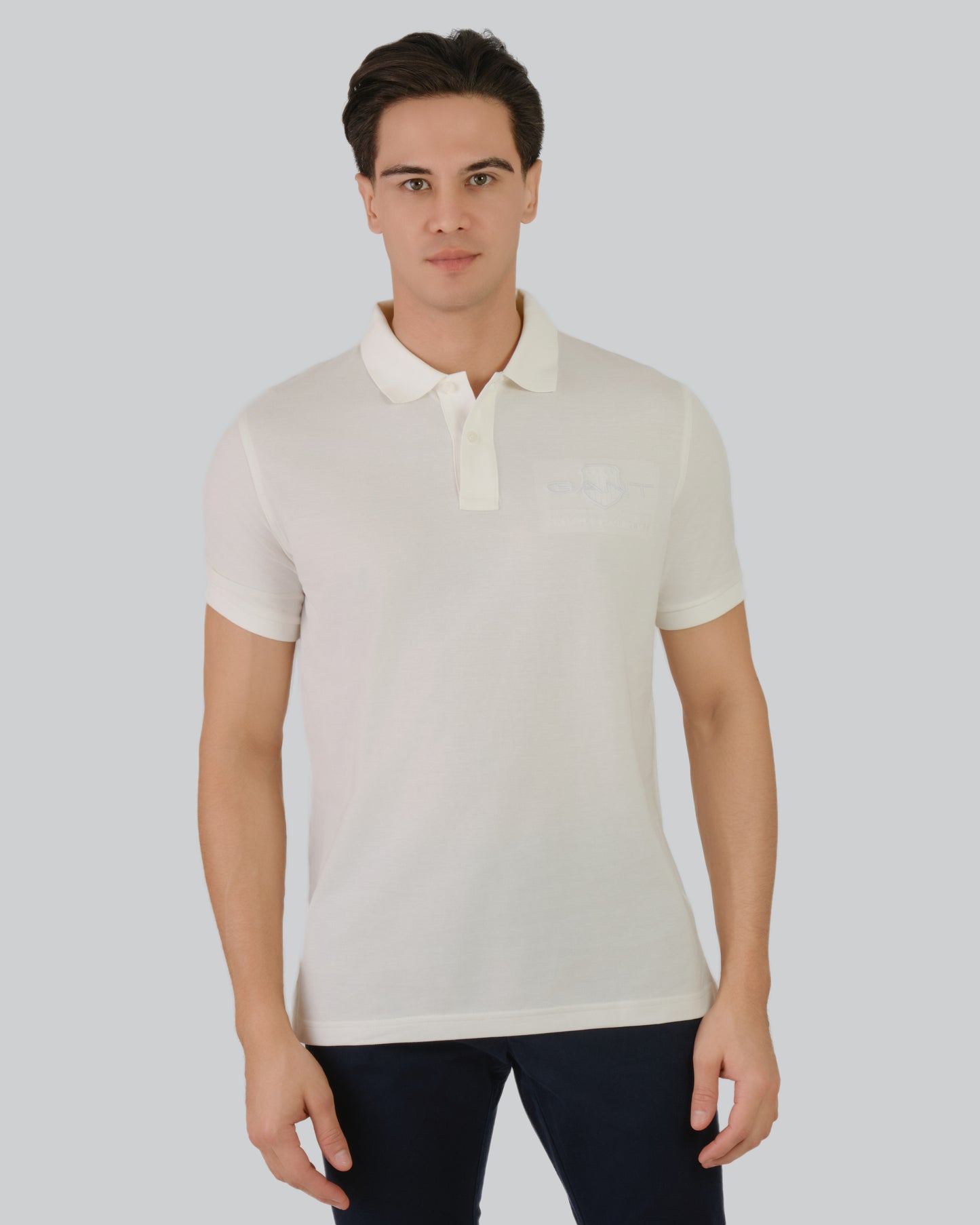 Tonal Shield Polo Shirt Eggshell / M