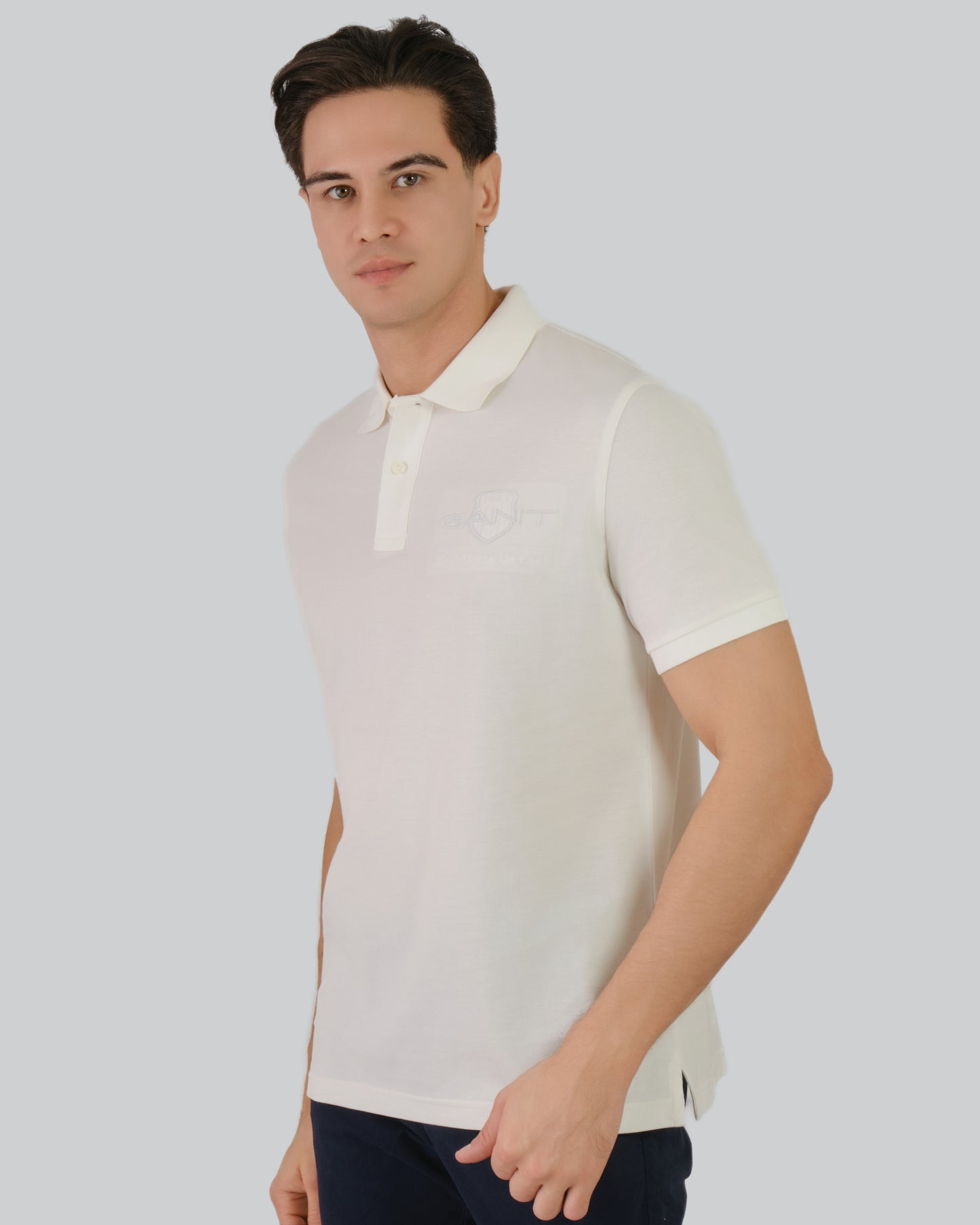 Tonal Shield Polo Shirt Eggshell / M