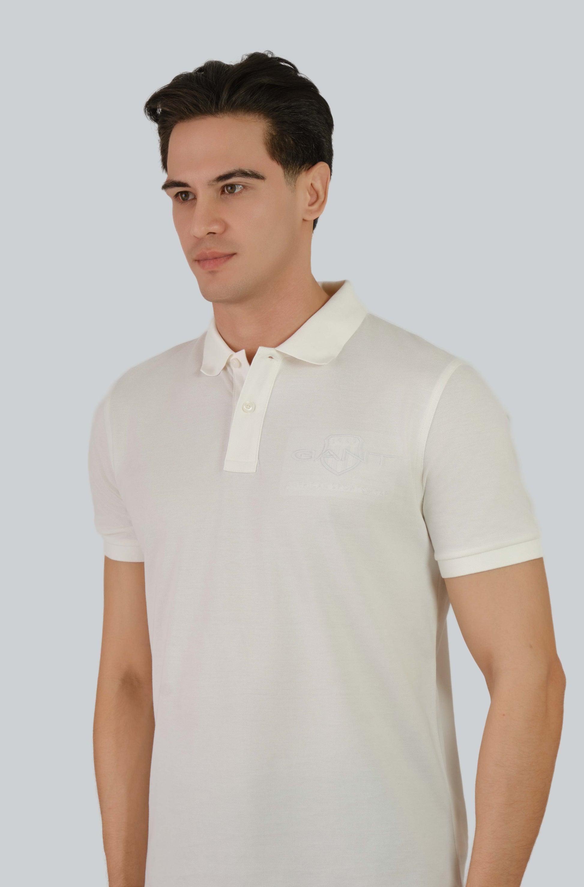 Tonal Shield Polo Shirt Eggshell / M