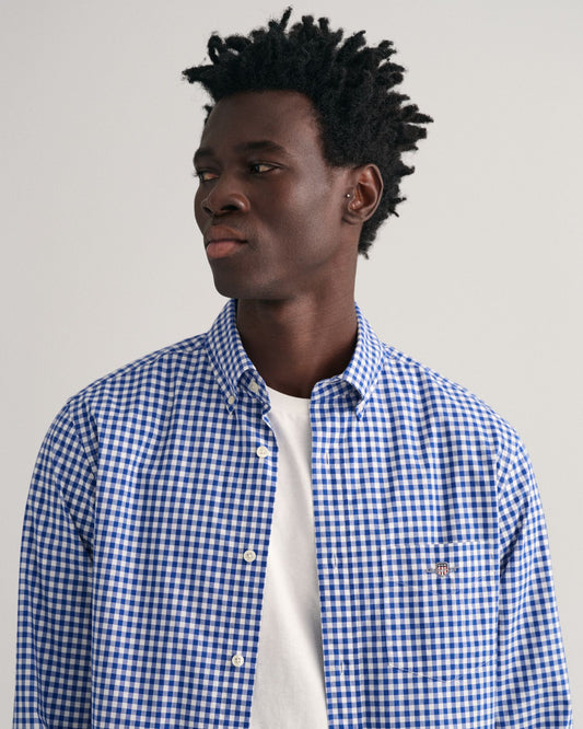 Regular Fit Gingham Poplin Shirt S / College Blue