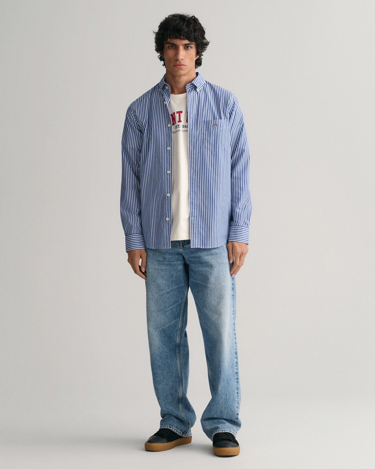 Regular Fit Striped Poplin Shirt College Blue / S