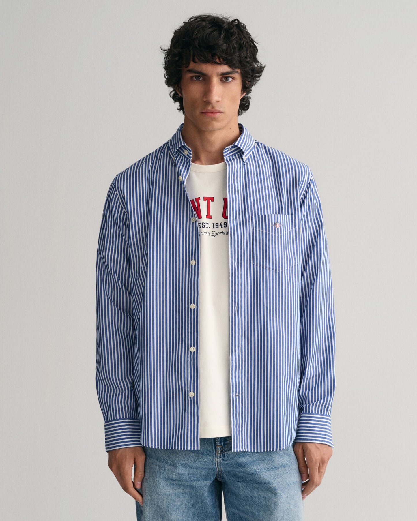 Regular Fit Striped Poplin Shirt College Blue / S