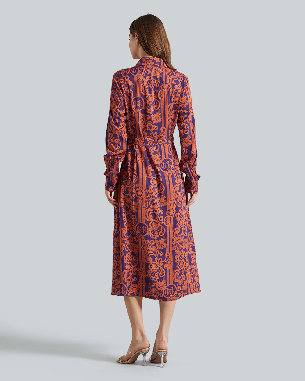 Gant Slim Lace Print Shirt Dress – Tailored Fit, Flowy Fabric Pansy Purple / 36