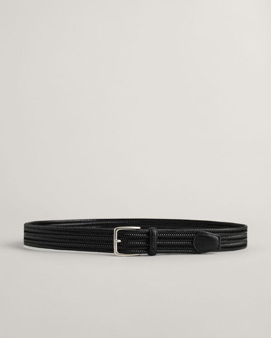 LEATHER ELASTIC BRAIDED BELT Black / 80X32
