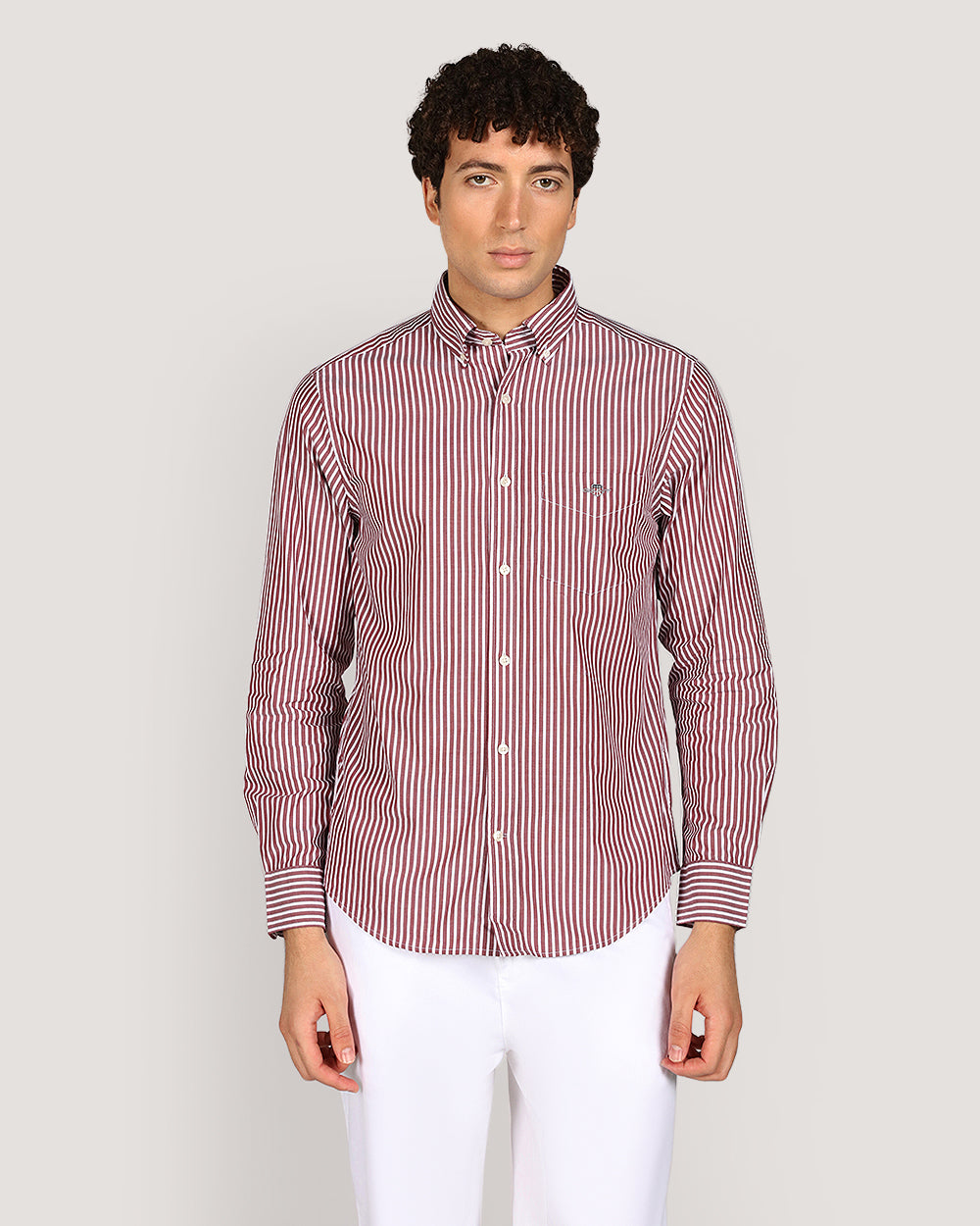 Gant Regular Classic Popl Stripe Shirt For Men PLUMPED RED / M