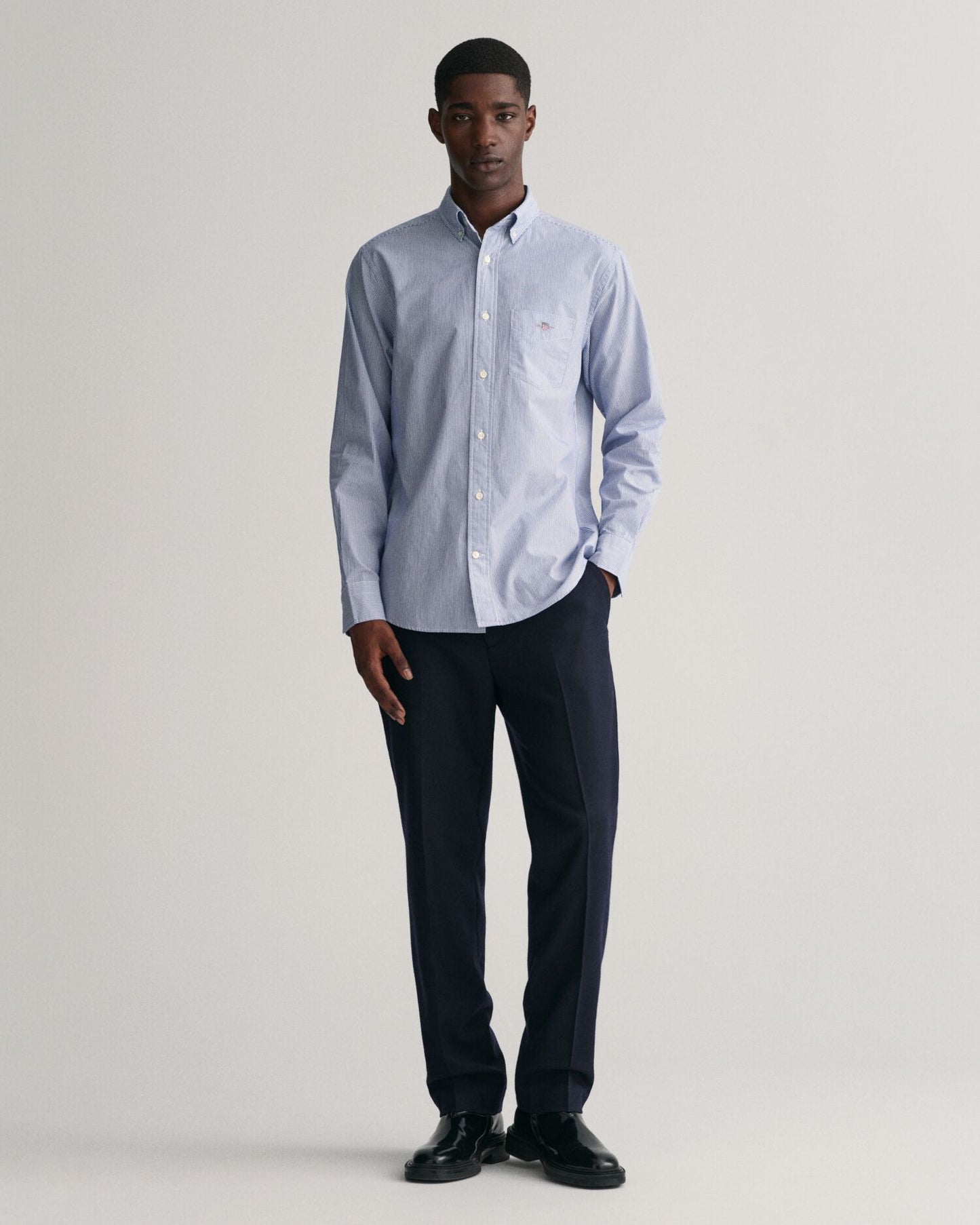 Regular Fit Banker Stripe Poplin Shirt S / College Blue