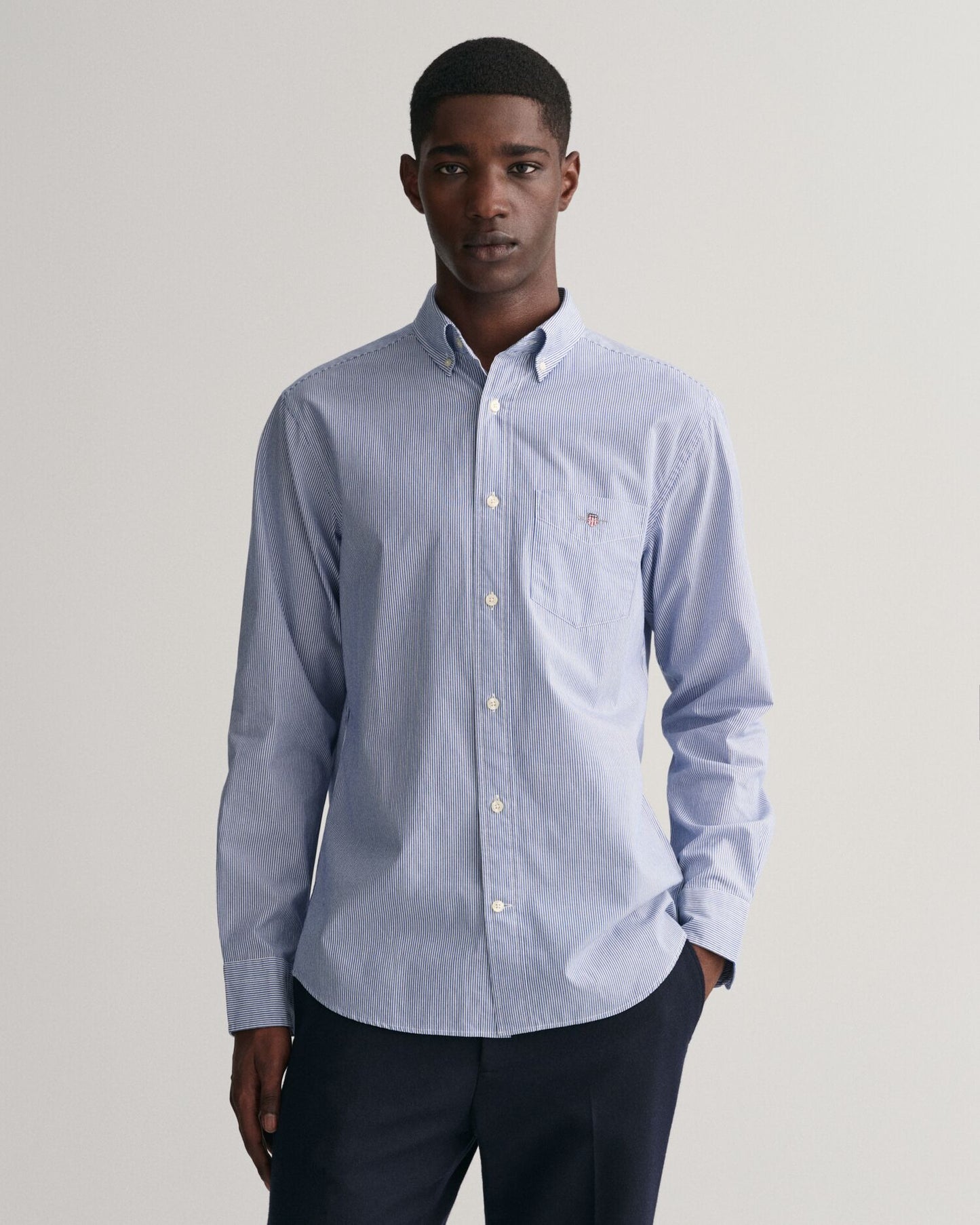 Regular Fit Banker Stripe Poplin Shirt S / College Blue