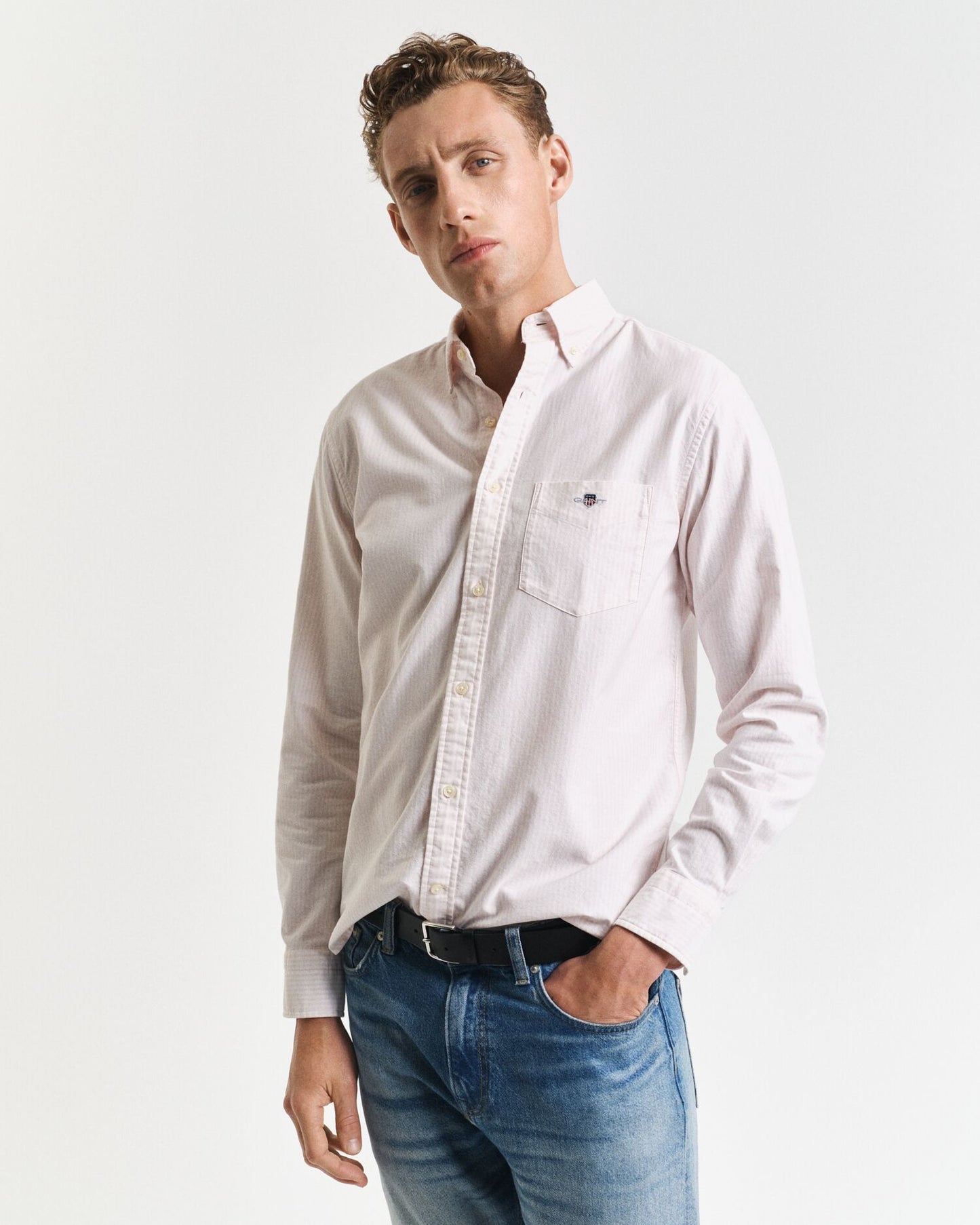 Reg Oxford Banker Stripe Shirt Pink / S