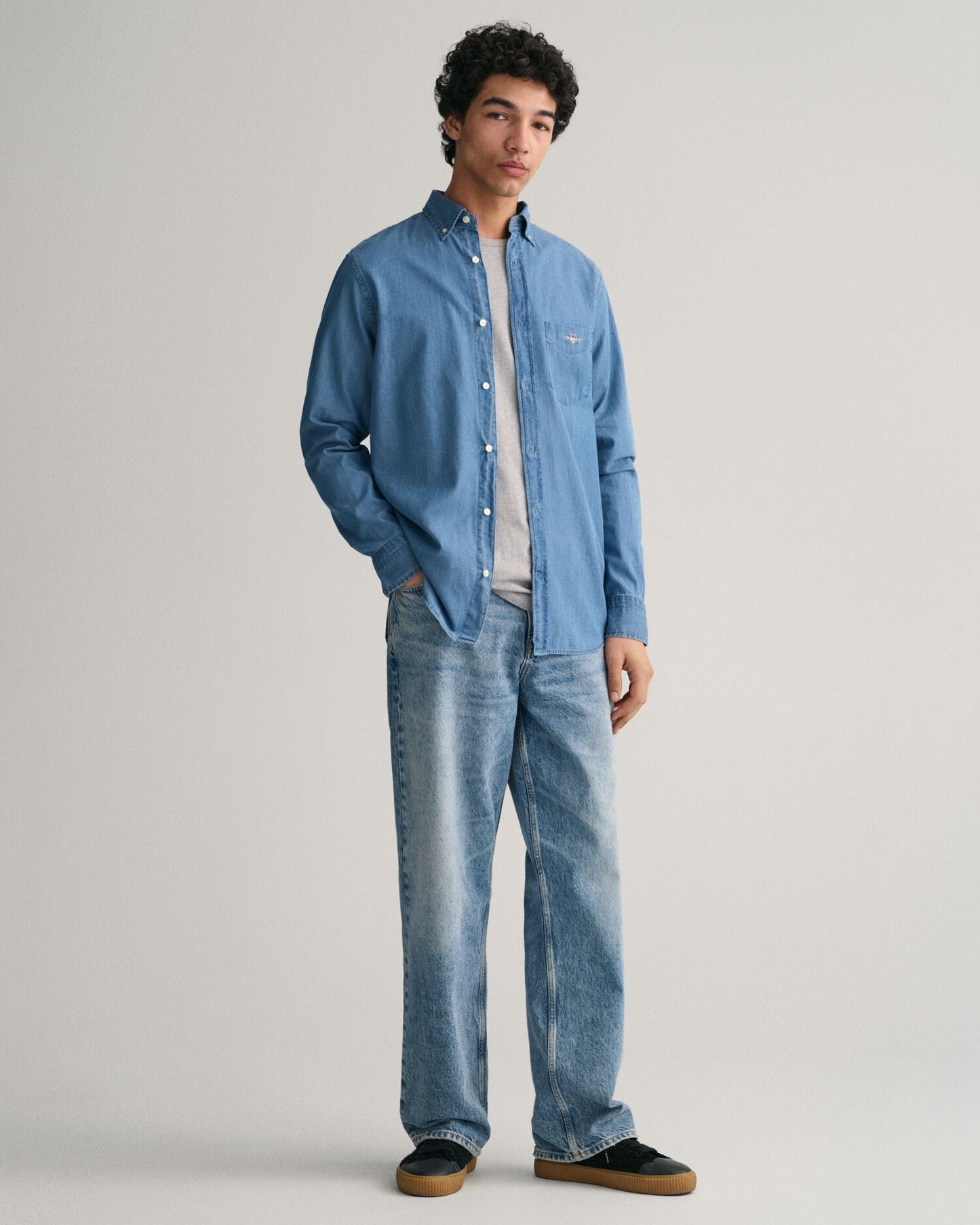 Regular Fit Indigo Shirt Semi Light Blue / S