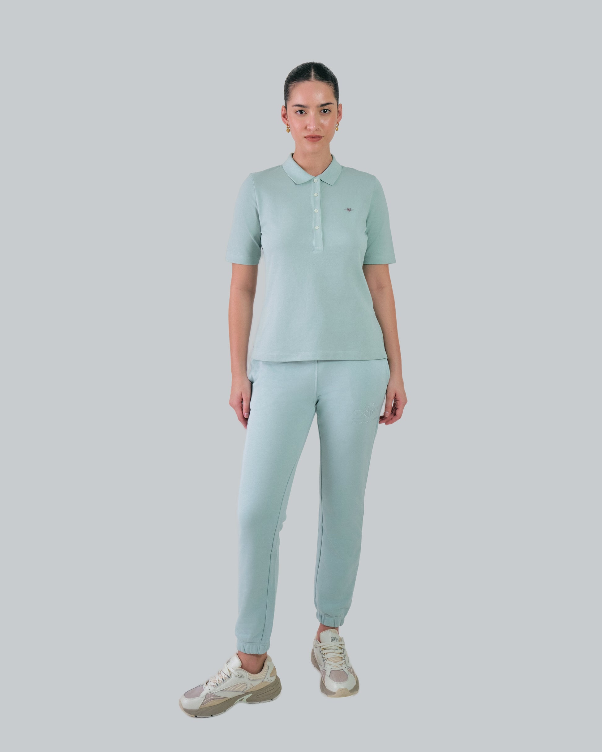 Shield Pique Polo Shirt Dusty Turquoise / M