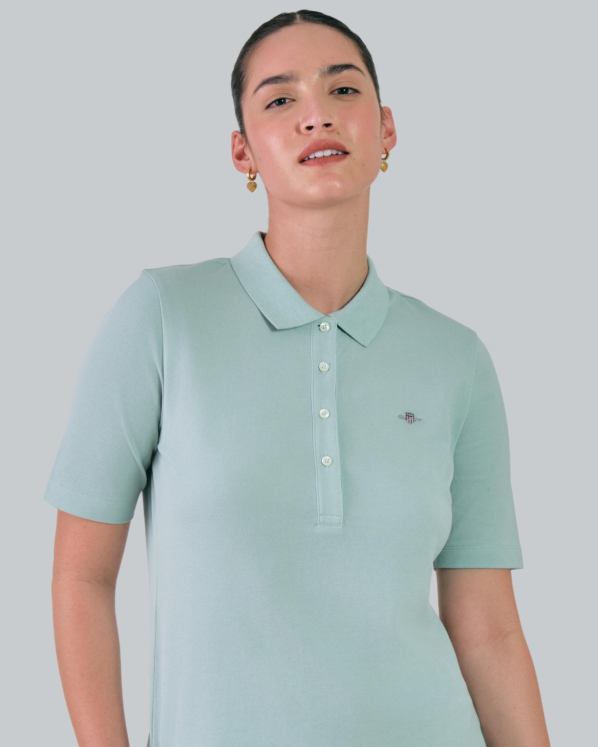 Shield Pique Polo Shirt Dusty Turquoise / M