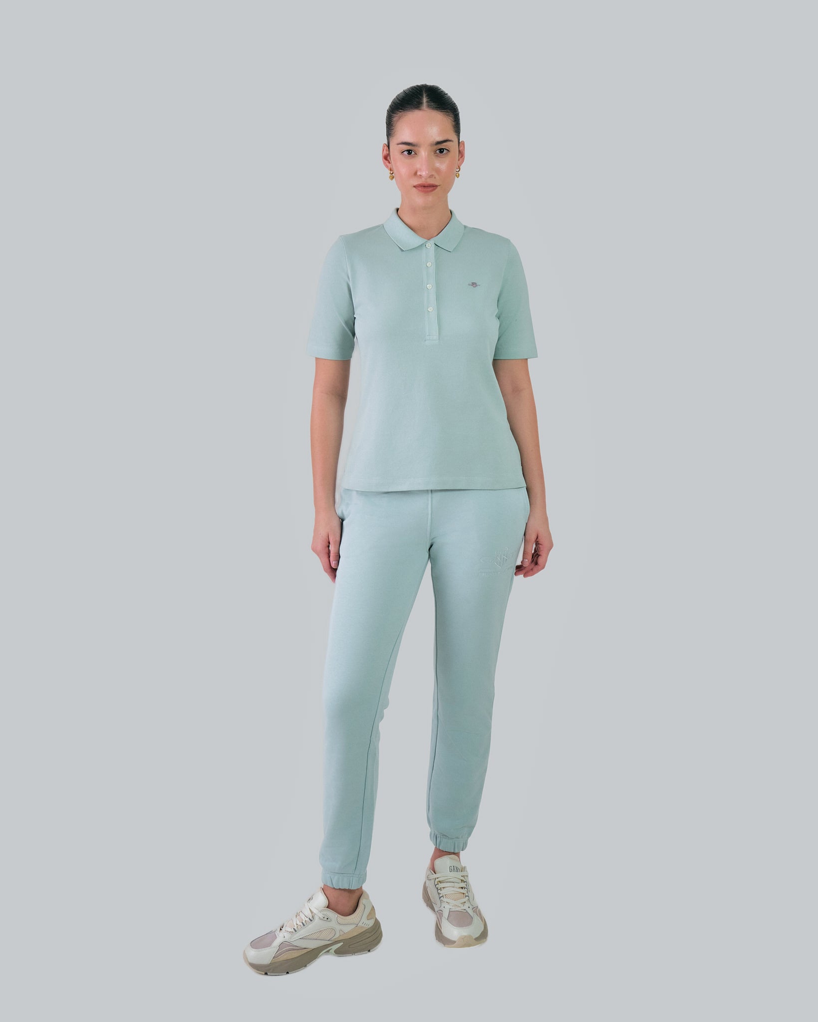 Shield Pique Polo Shirt Dusty Turquoise / M