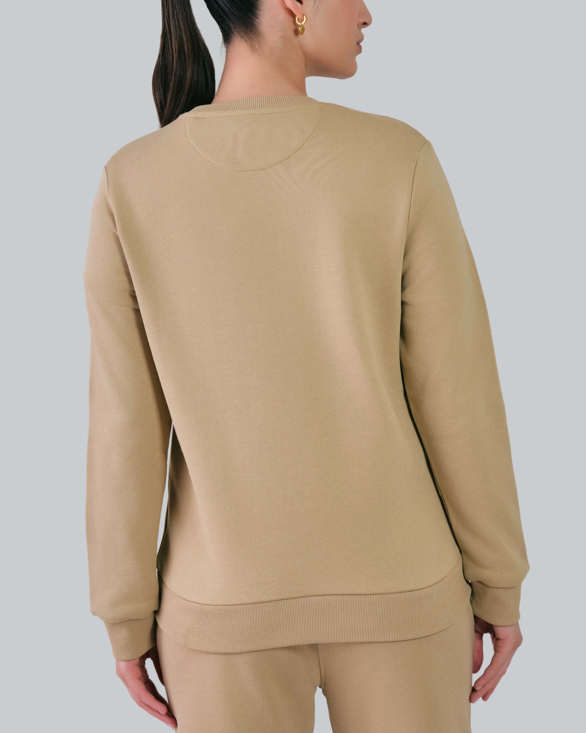 Regular Fit Tonal Shield C-Neck Sweat Dark Khaki / M