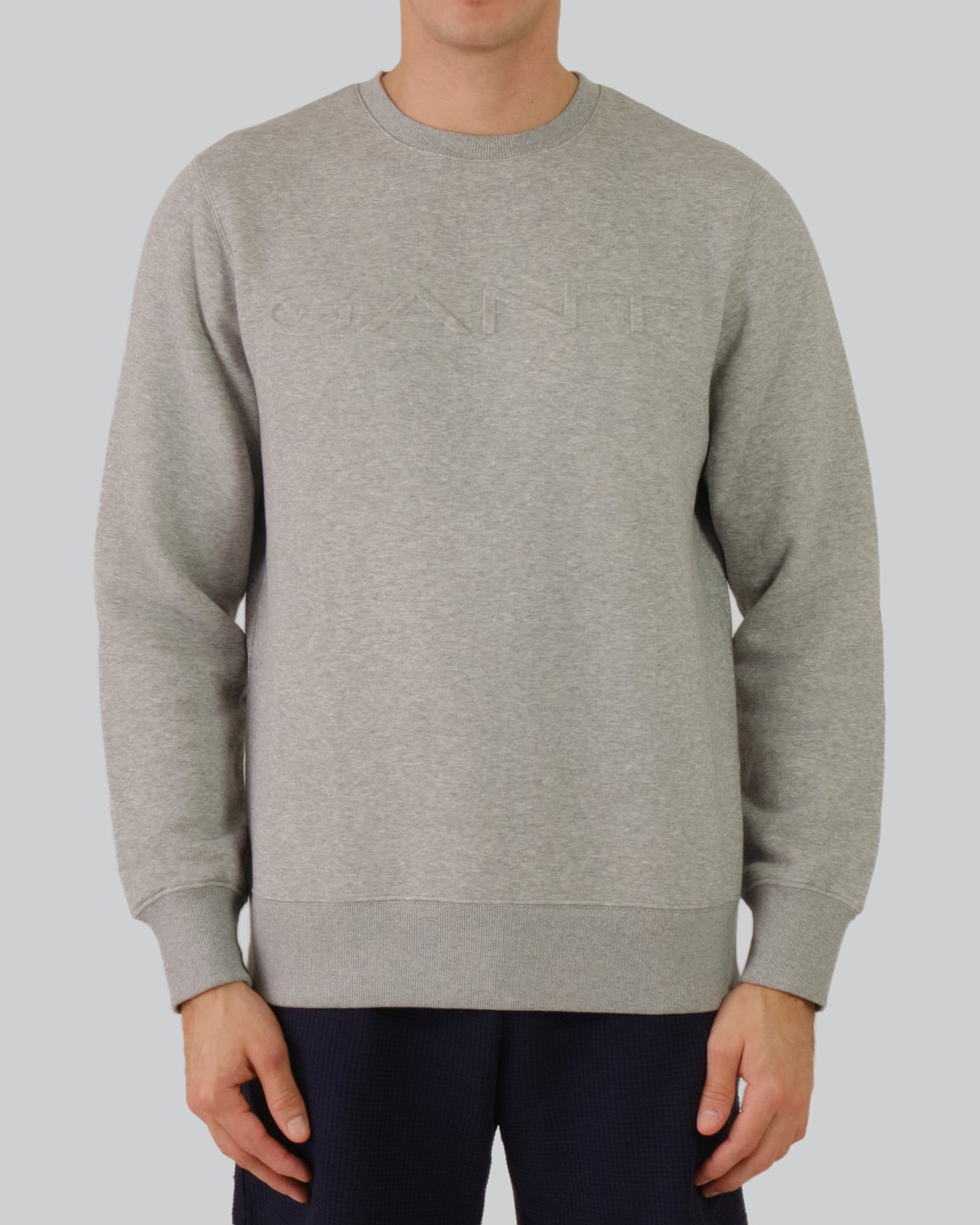 Embossed Crew Neck Sweatshirt Grey Melange / M