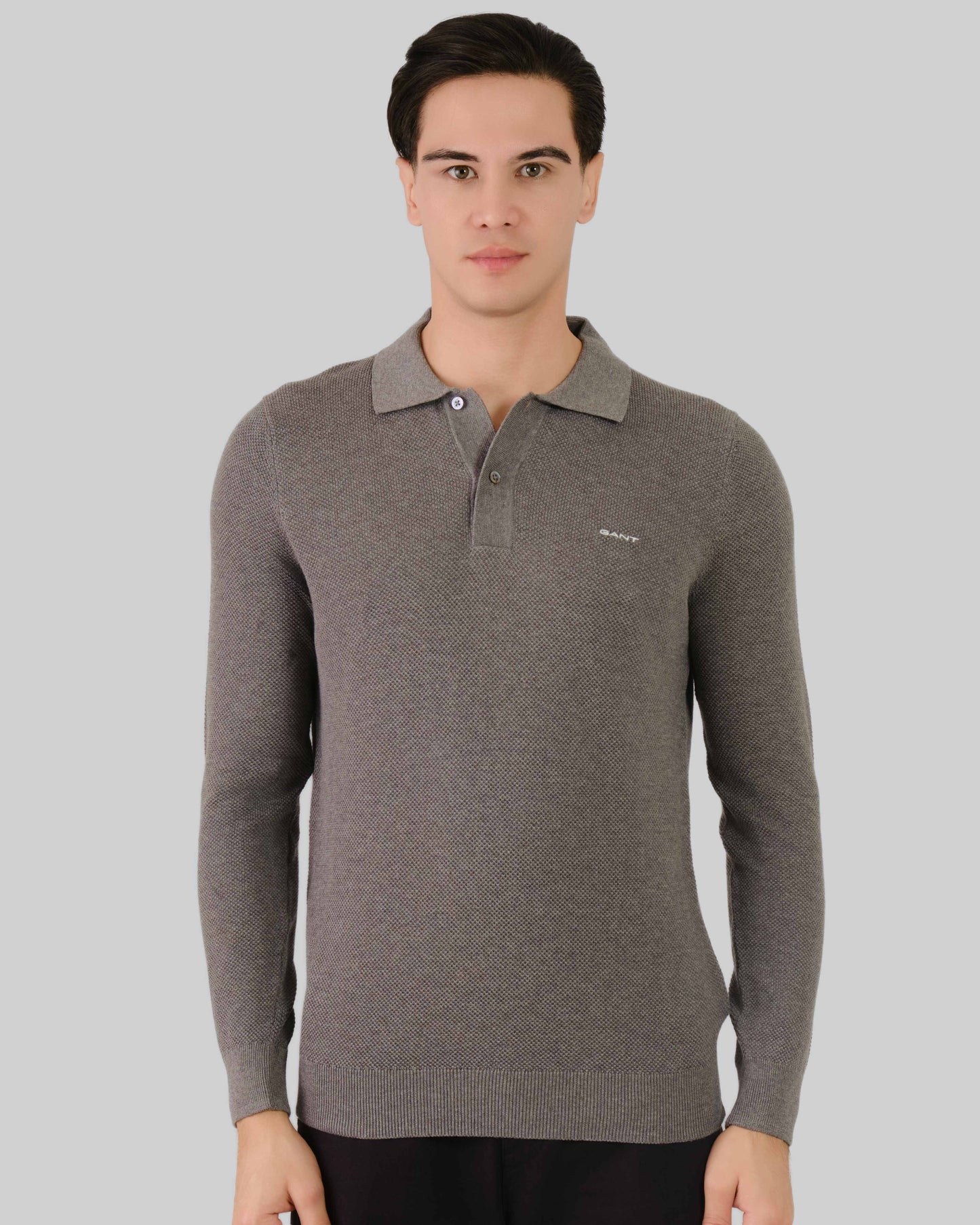 Cotton Pique Polo Dark Grey Melange / M