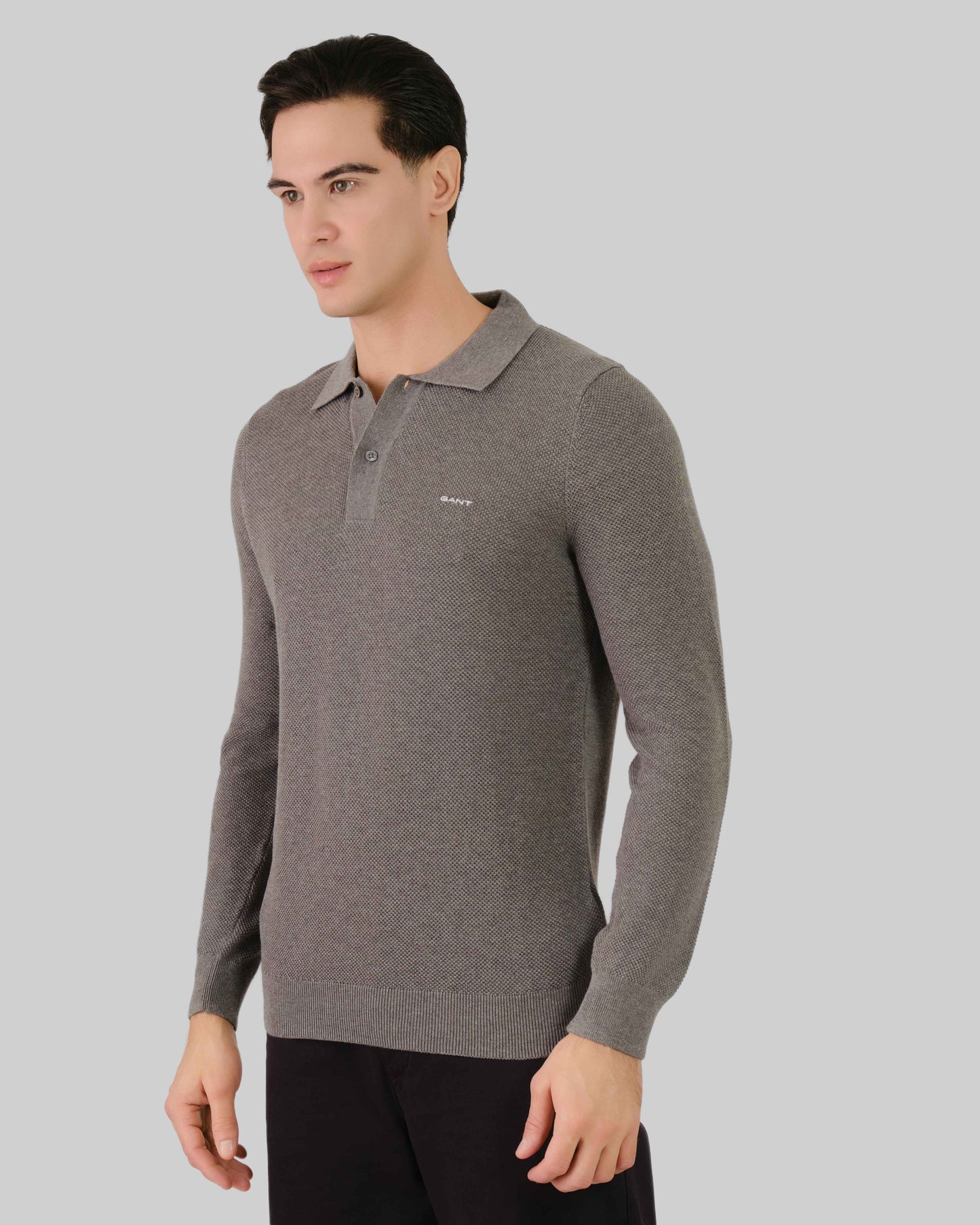 Cotton Pique Polo Dark Grey Melange / M