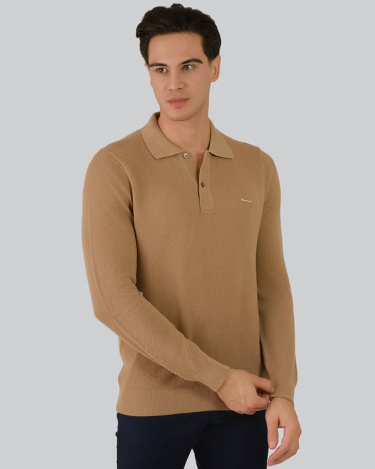 Cotton Pique Polo Dark Khaki / M