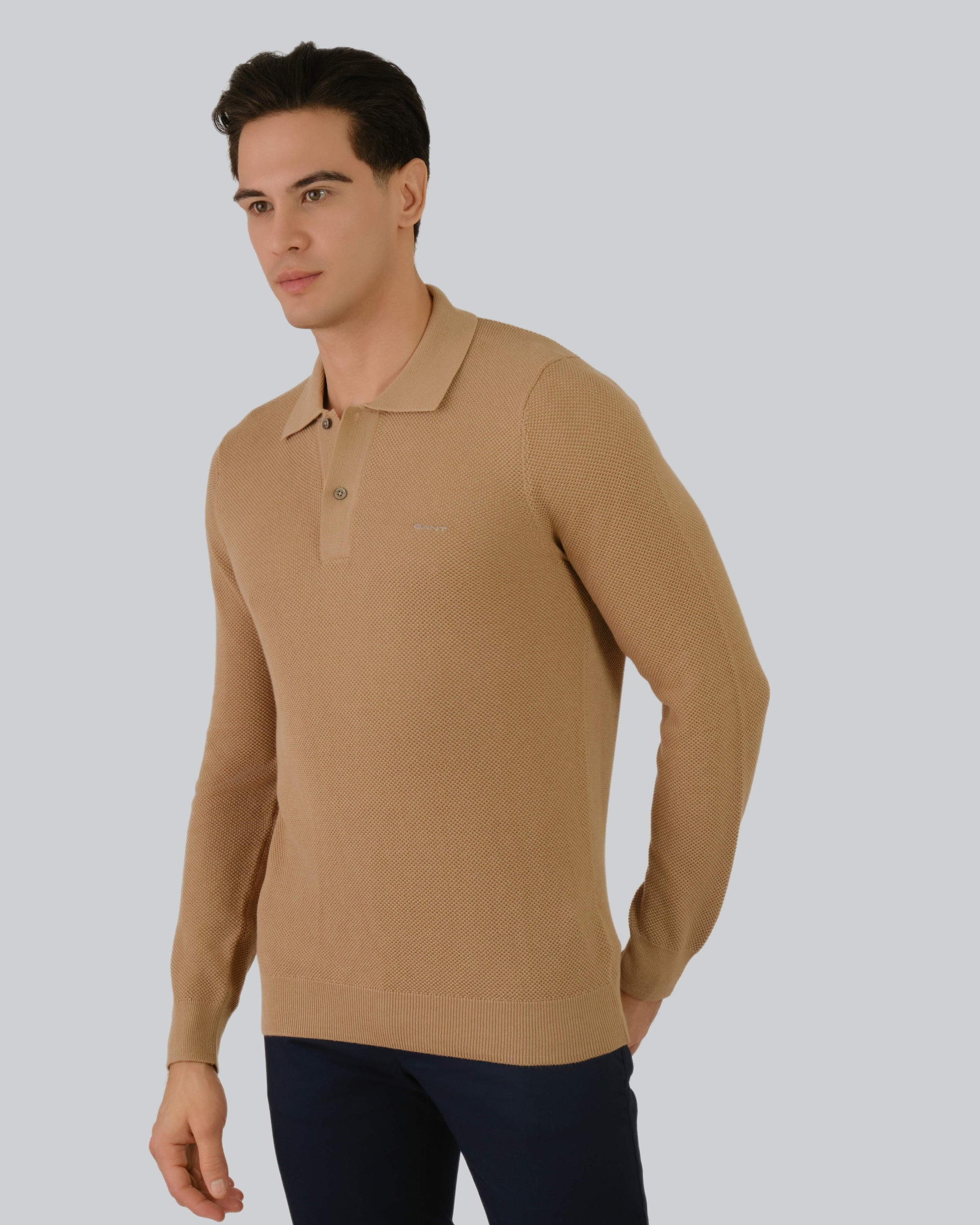 Cotton Pique Polo Dark Khaki / M