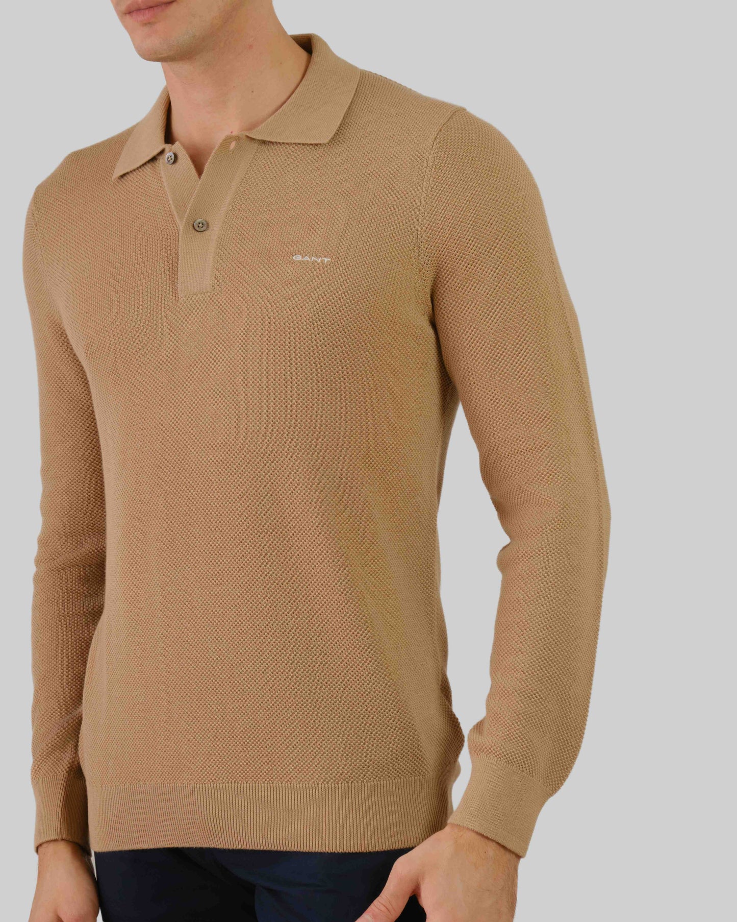 Cotton Pique Polo Dark Khaki / M