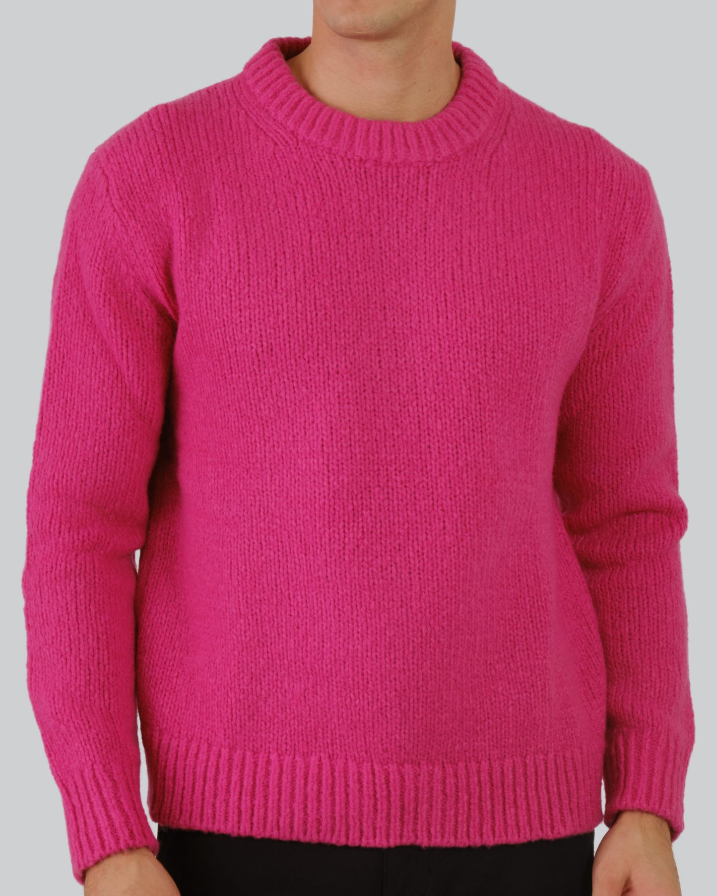 Wool Boucle Crew Neck Sweater Barley Pink / M