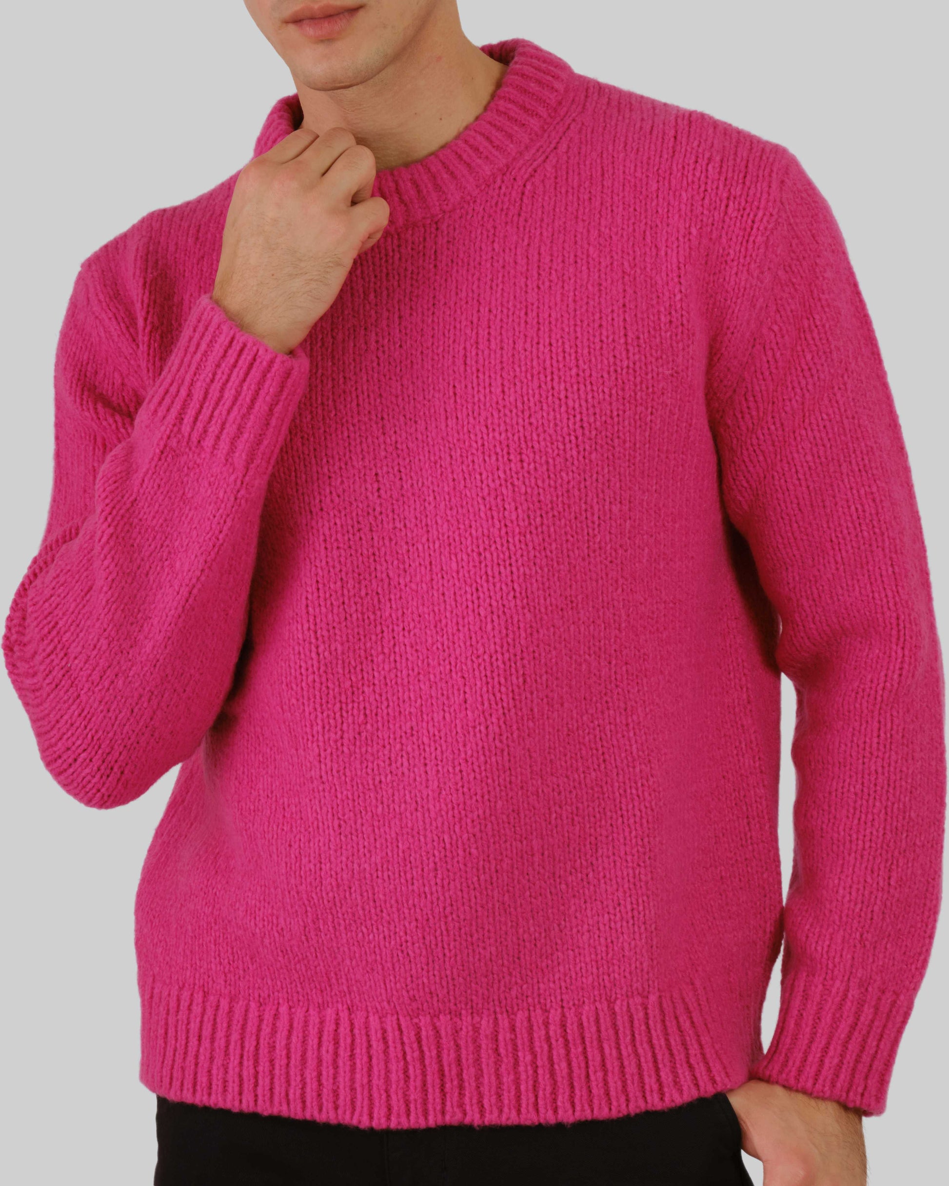 Wool Boucle Crew Neck Sweater Barley Pink / M