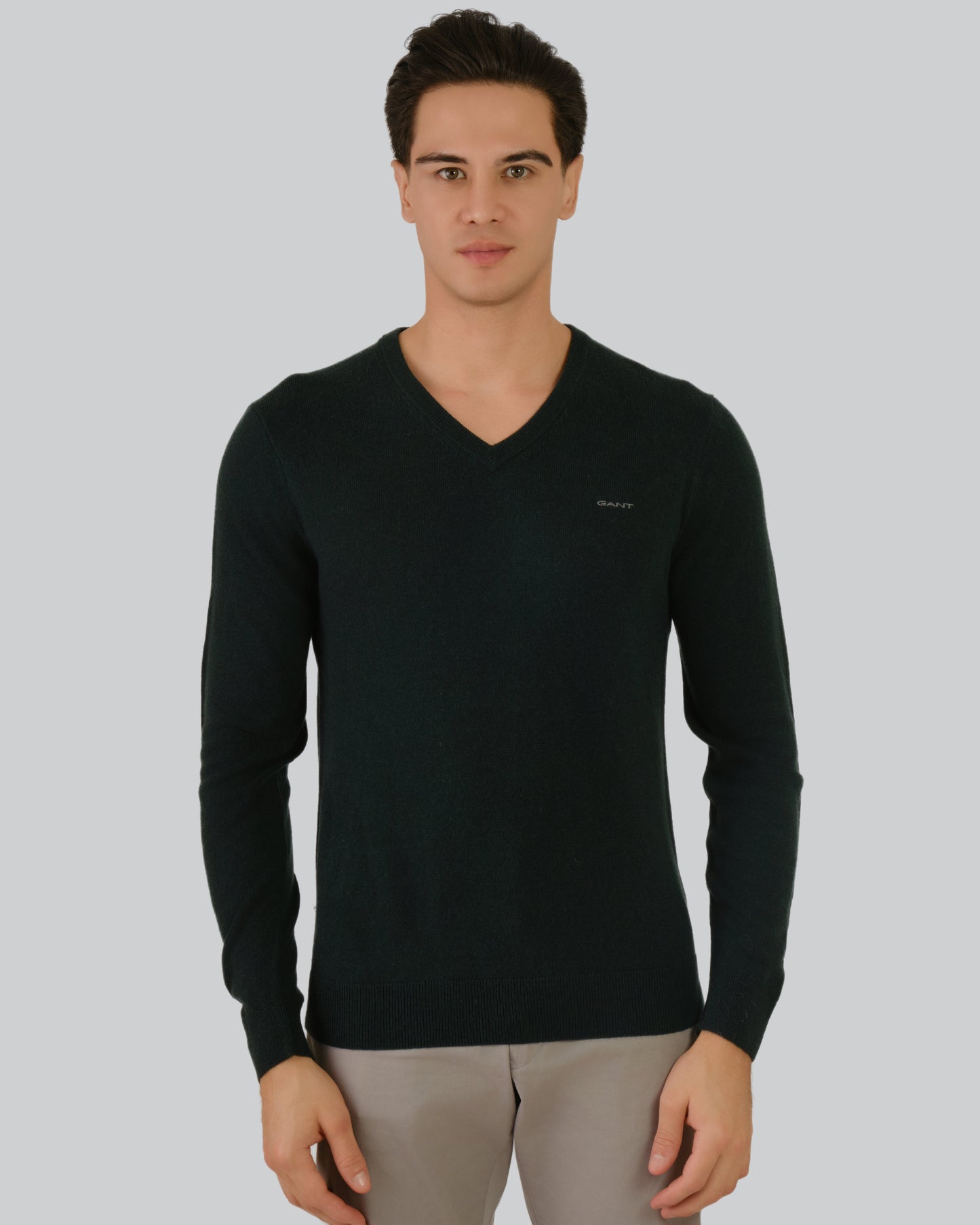 Extra Fine Lambswool V-Neck Sweater Tartan Green / M