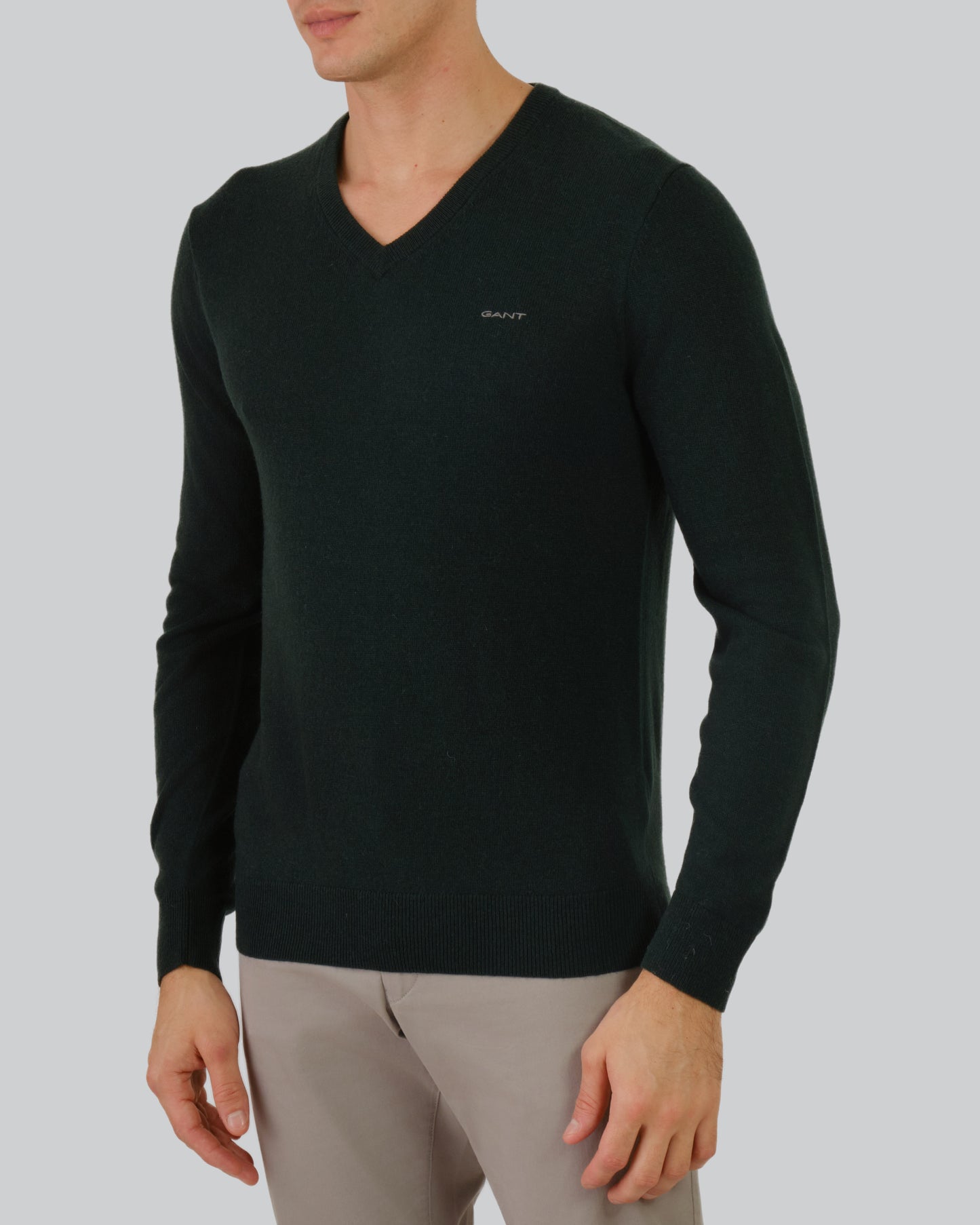 Extra Fine Lambswool V-Neck Sweater Tartan Green / M