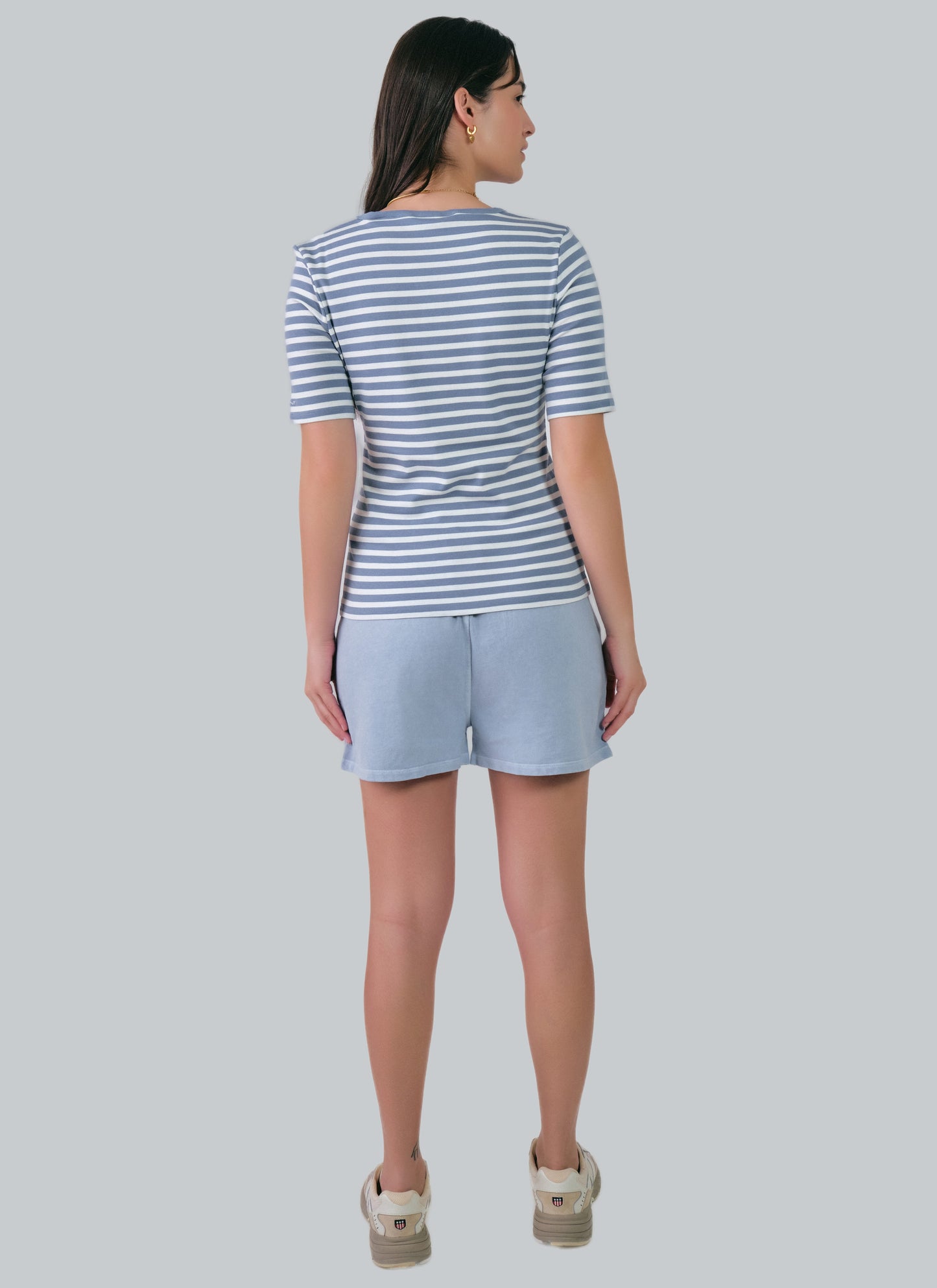 Slim Striped 1X1 Ribbed T-Shirt Blue Water / M