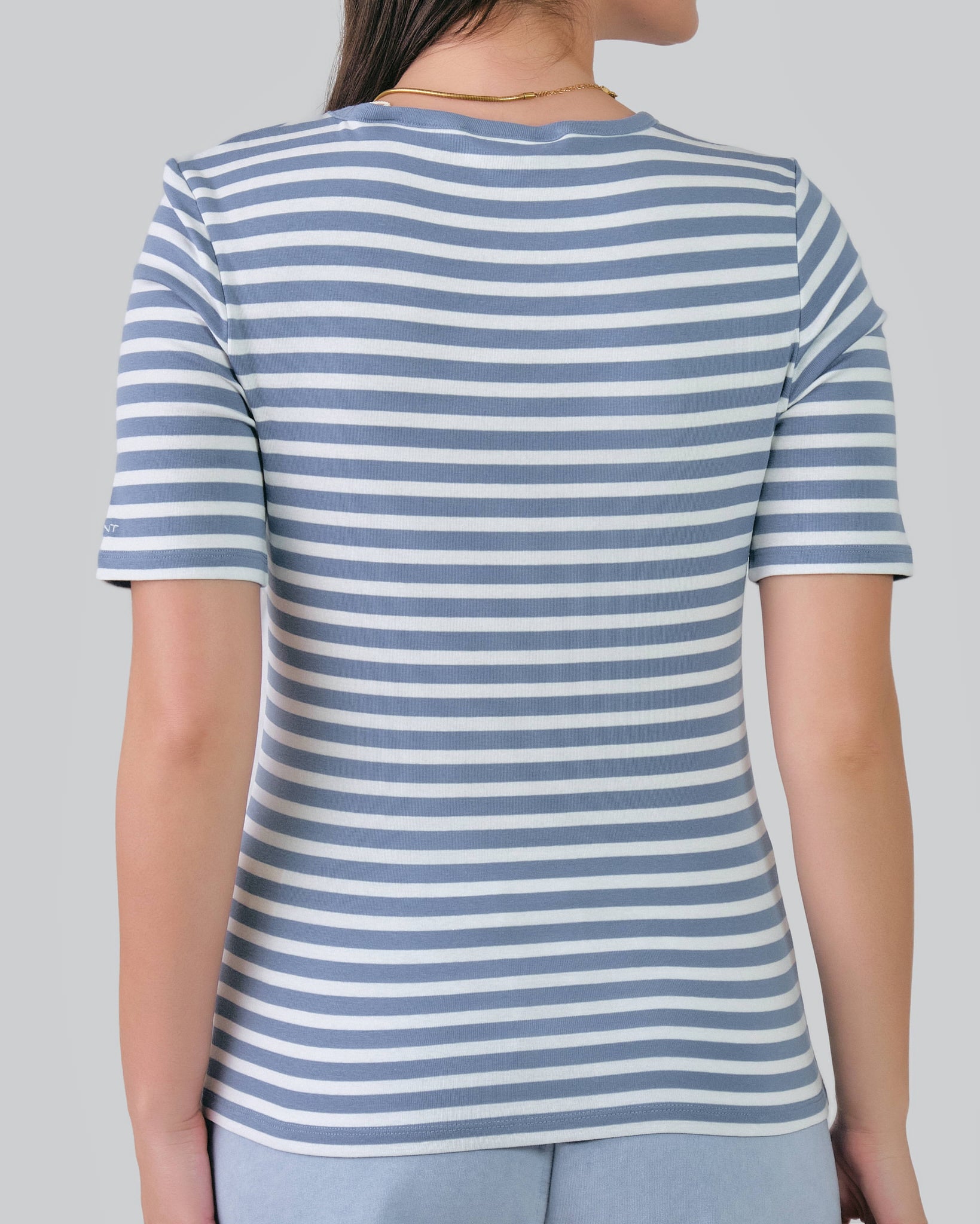 Slim Striped 1X1 Ribbed T-Shirt Blue Water / M