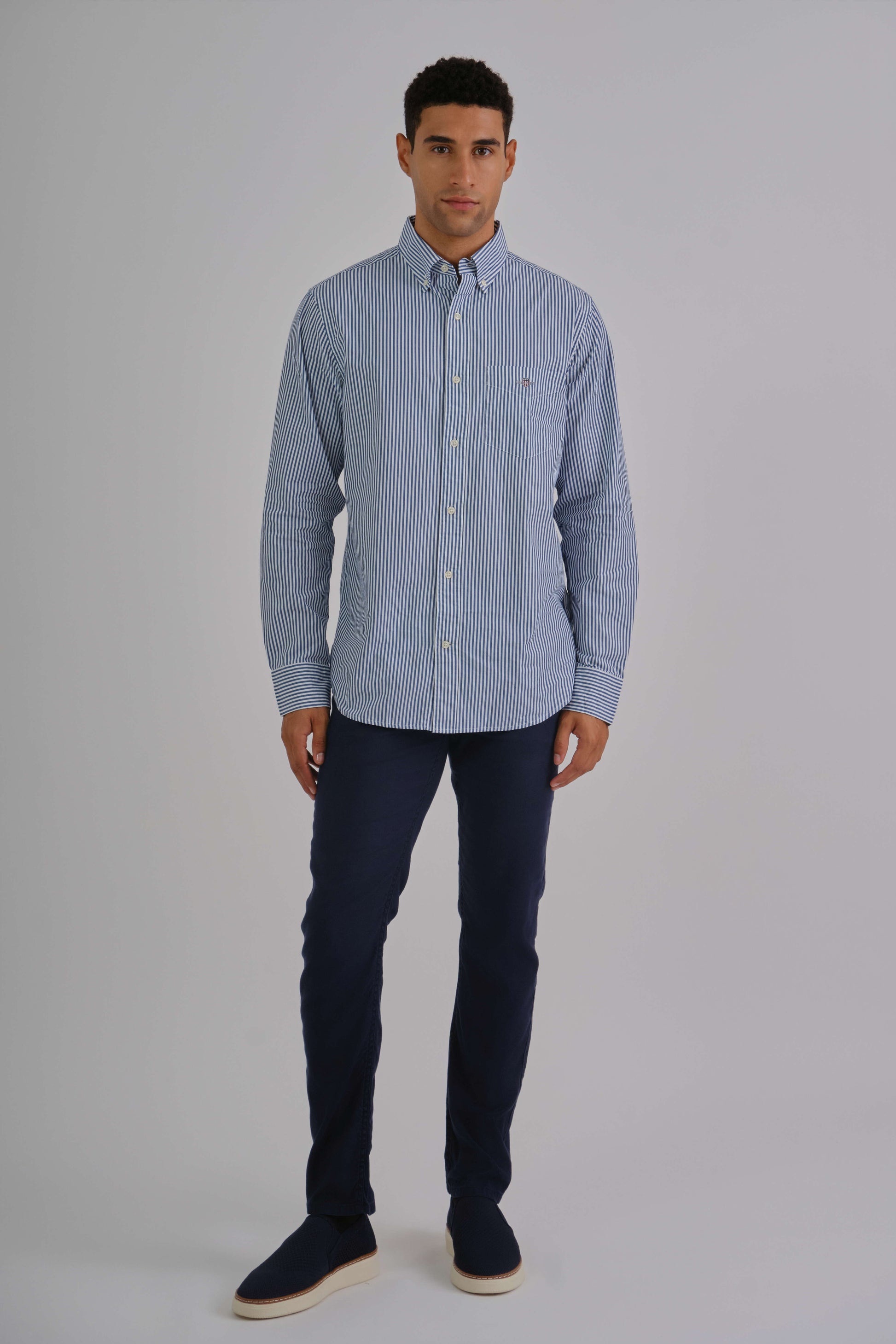 Regular Fit Poplin Banker Shirt Marine / M