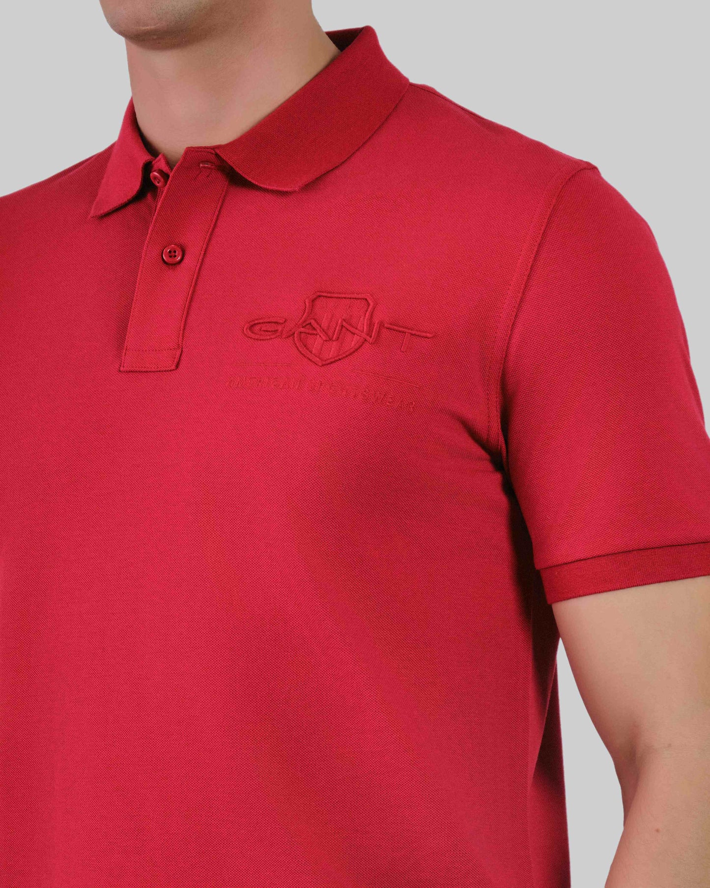 Regular Fit Tonal Shield Polo Ruby Red / M