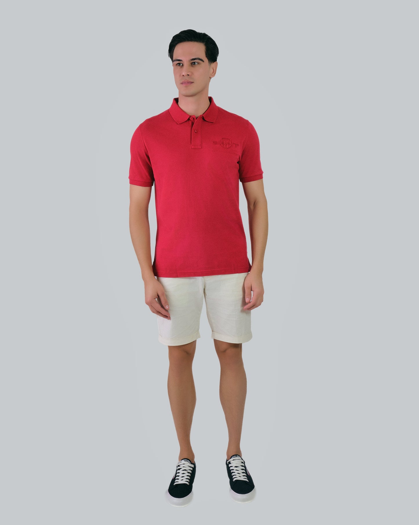 Regular Fit Tonal Shield Polo Ruby Red / M