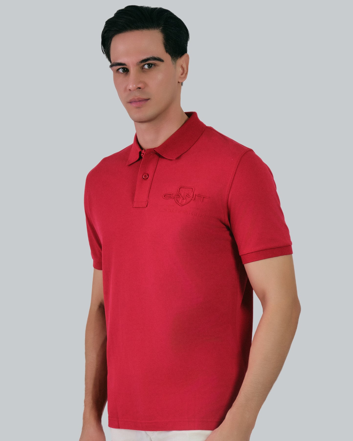 Regular Fit Tonal Shield Polo Ruby Red / M