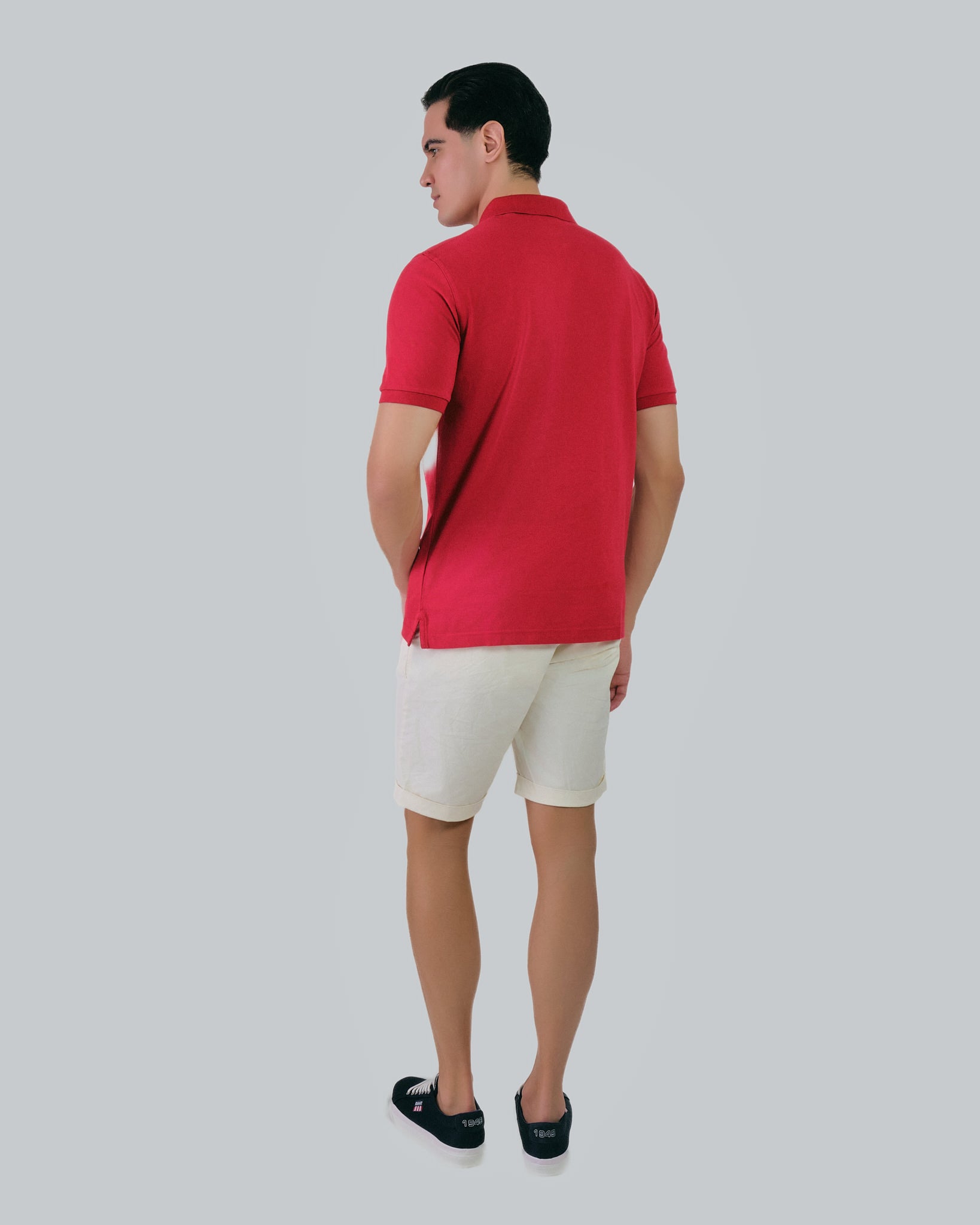 Regular Fit Tonal Shield Polo Ruby Red / M