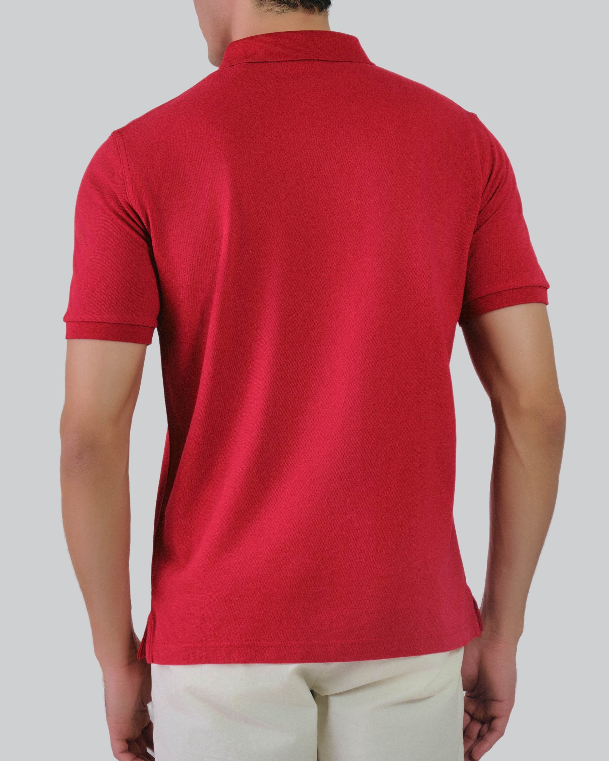 Regular Fit Tonal Shield Polo Ruby Red / M