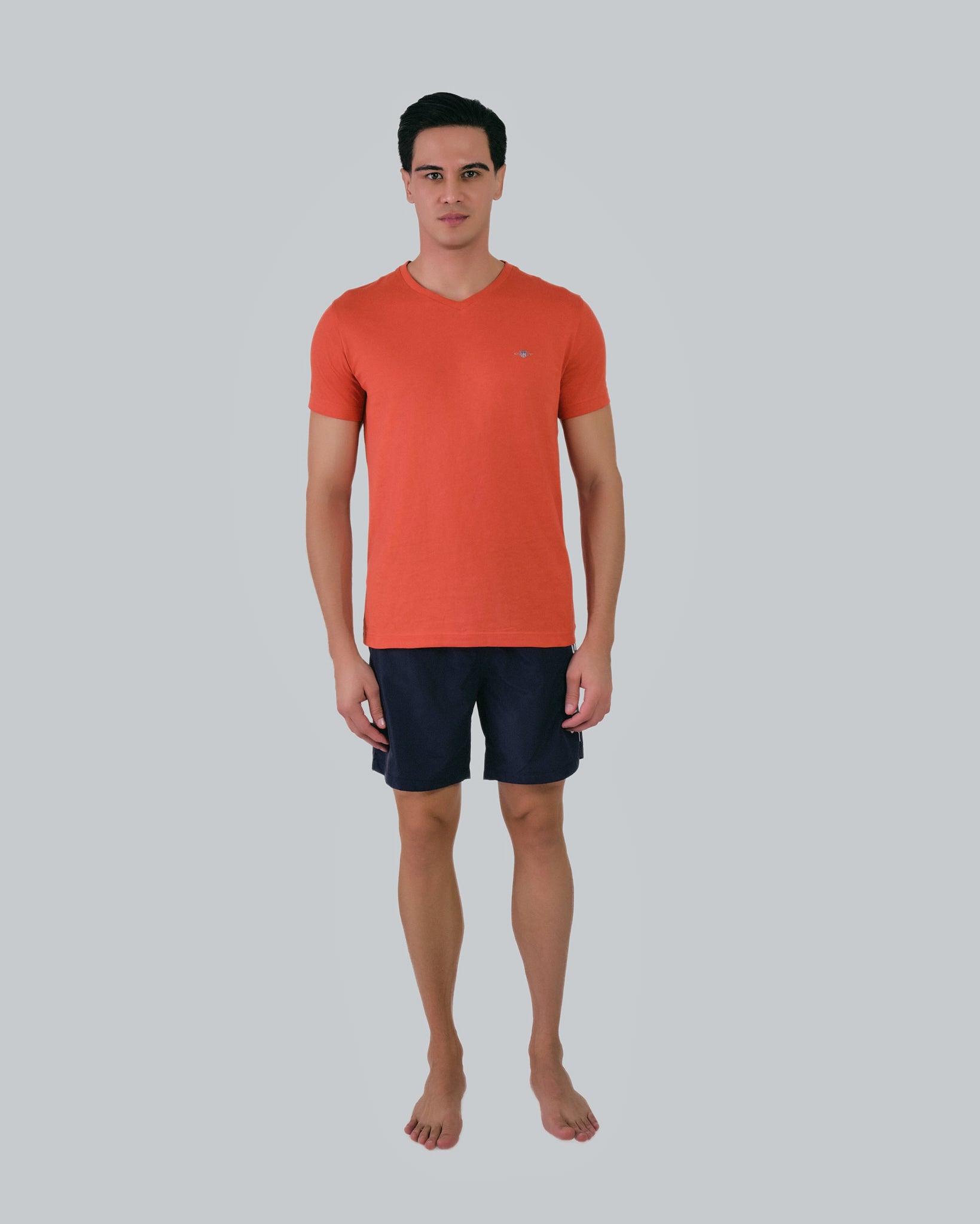 Slim Shield V-Neck T-Shirt Burnt Orange / M