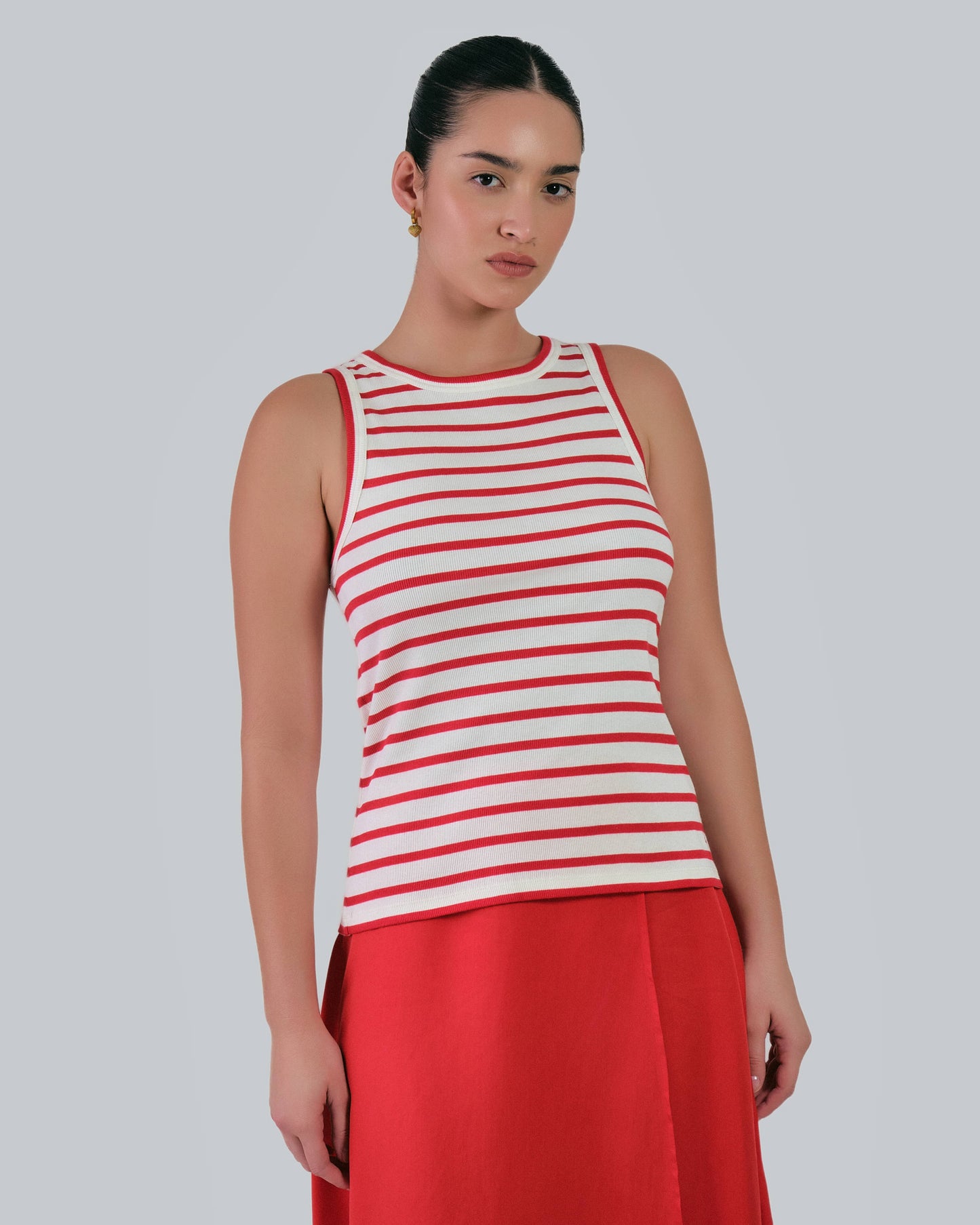 Striped Tank Top Bright Red / M