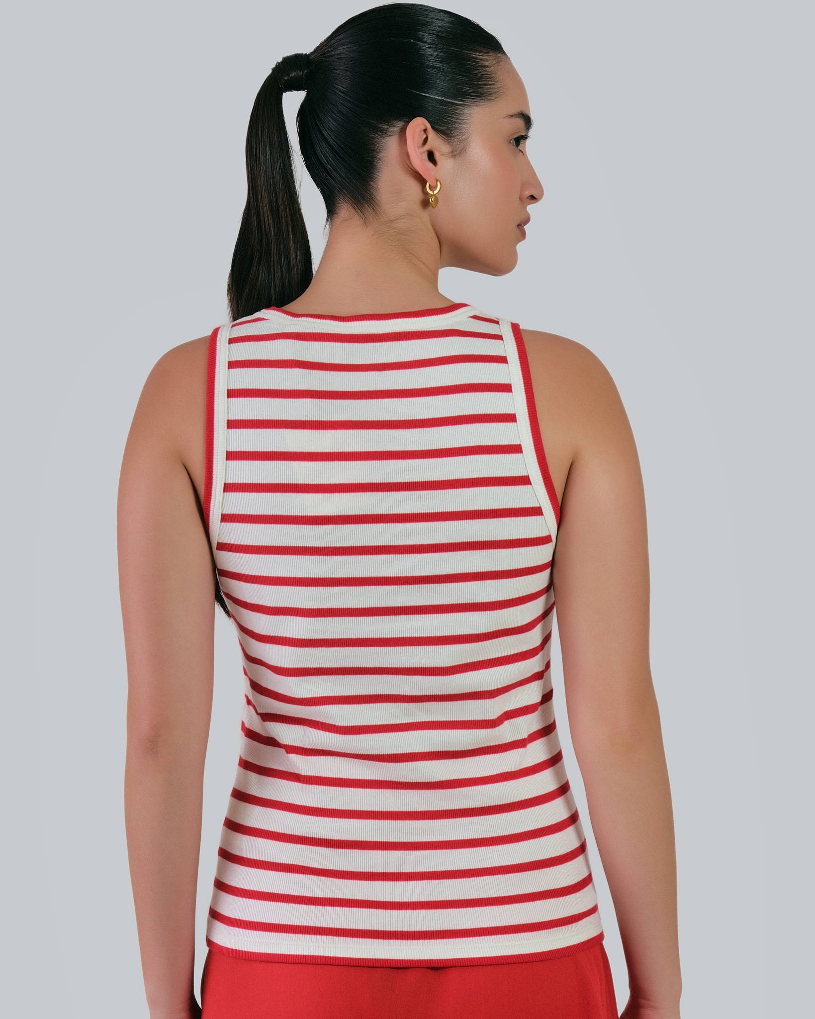 Striped Tank Top Bright Red / M