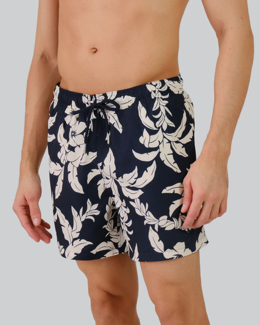 Palm Lei Print Swim Shorts Evening Blue / M