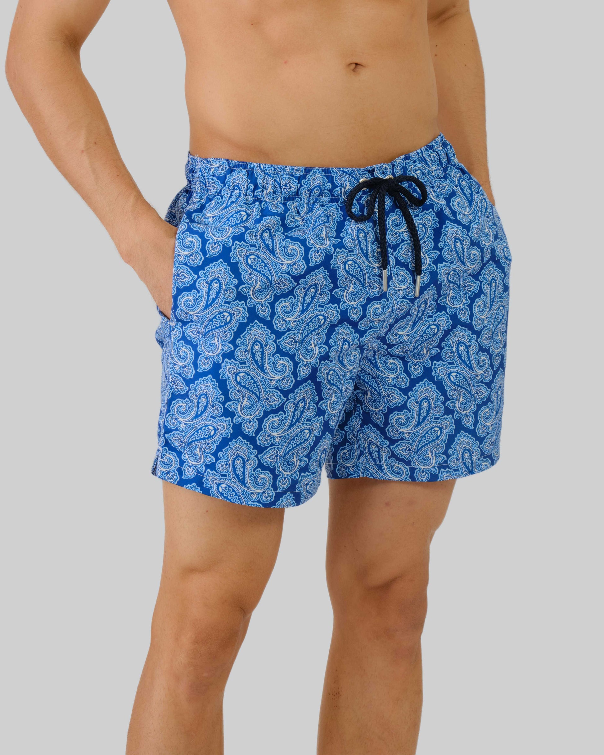 Paisley Print Swim Shorts College Blue / M