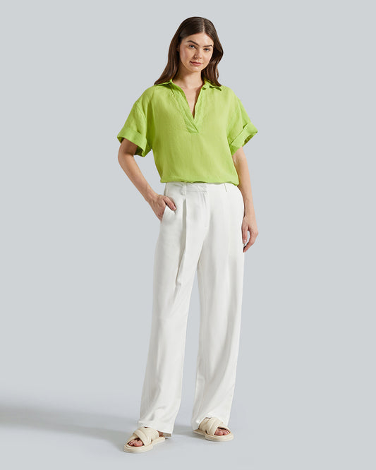 Rel Linen Popover Short Sleeve Shirt Matcha Green / 36