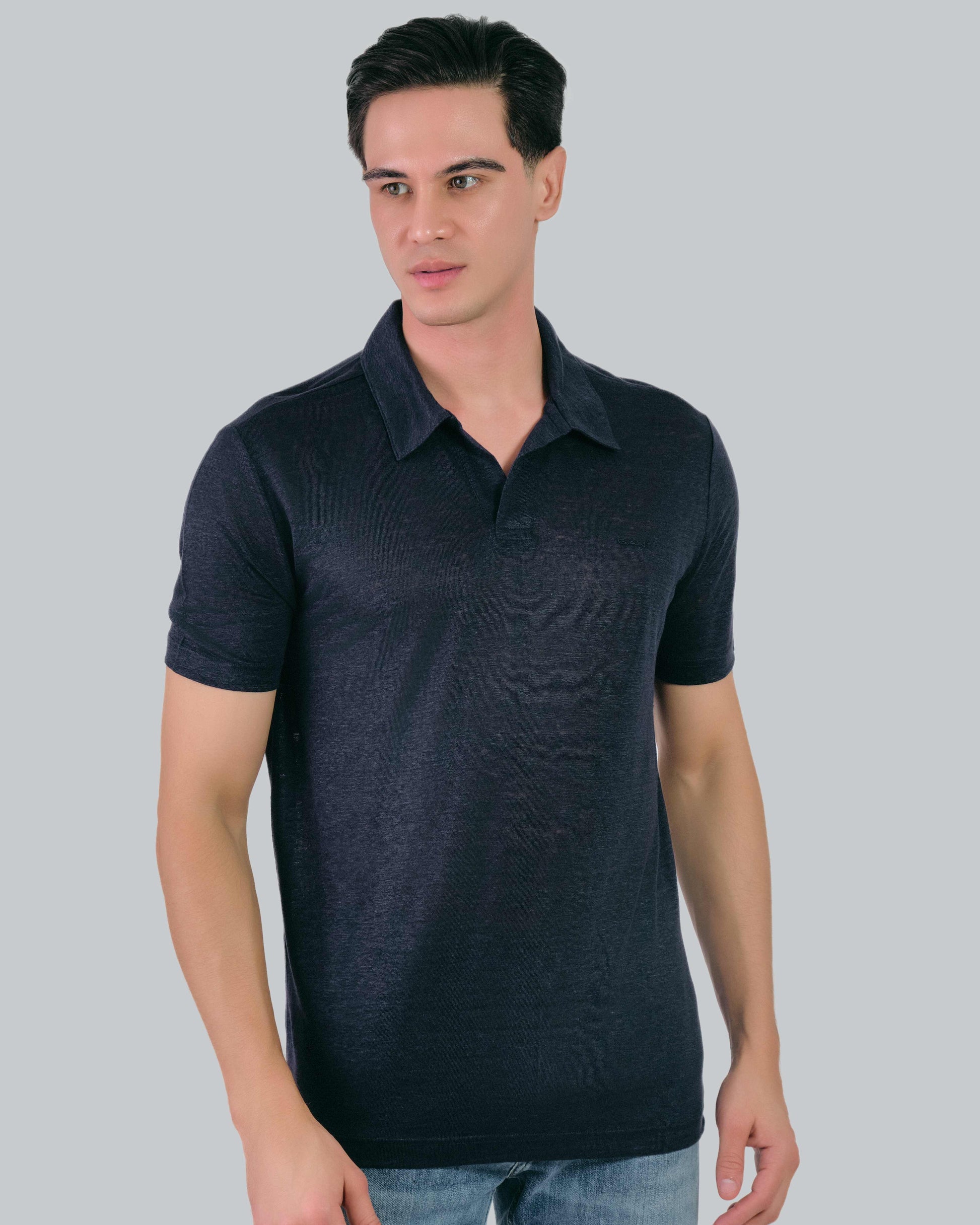 Linen Polo Evening Blue / M