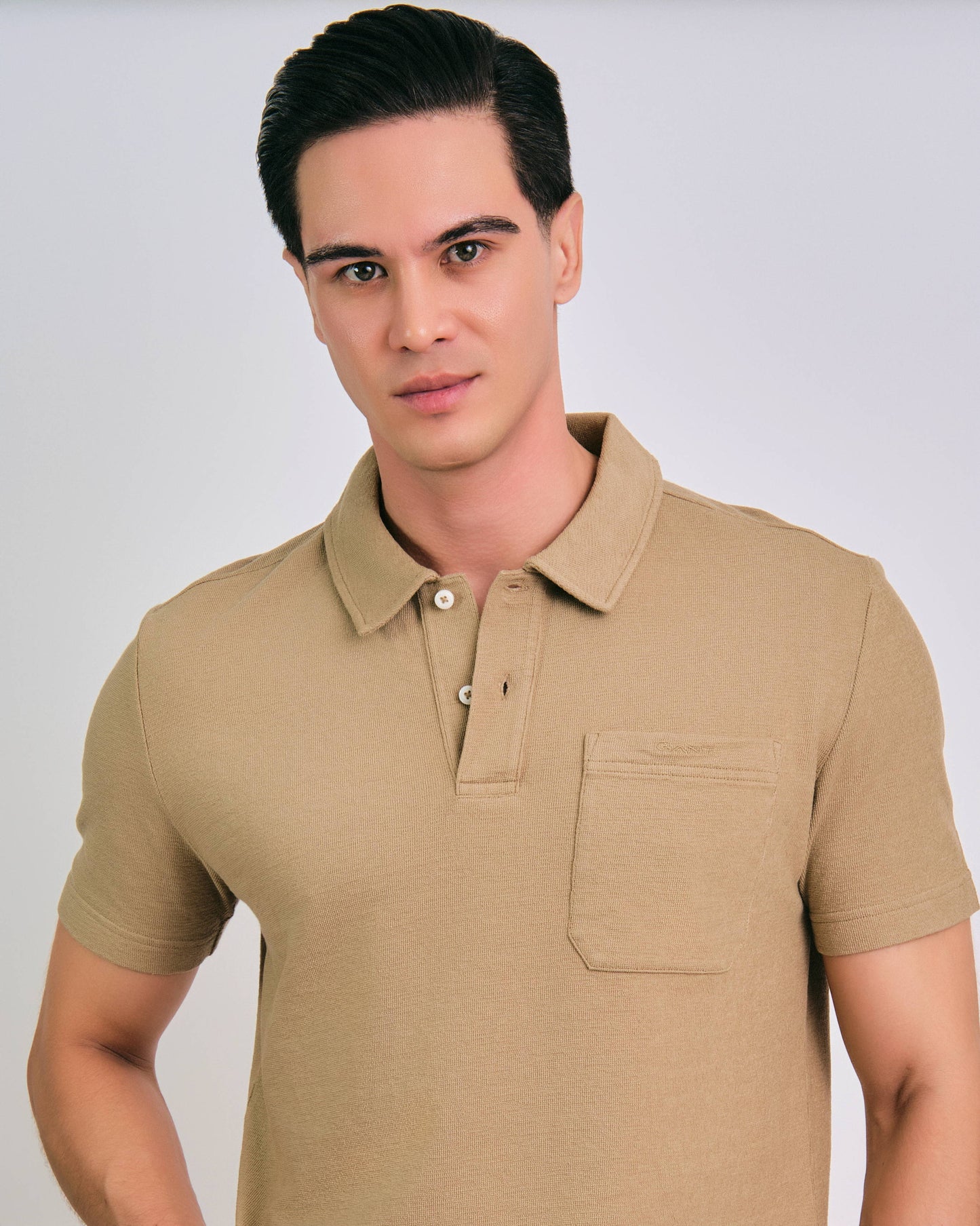 Textured Polo Dried Khaki / M