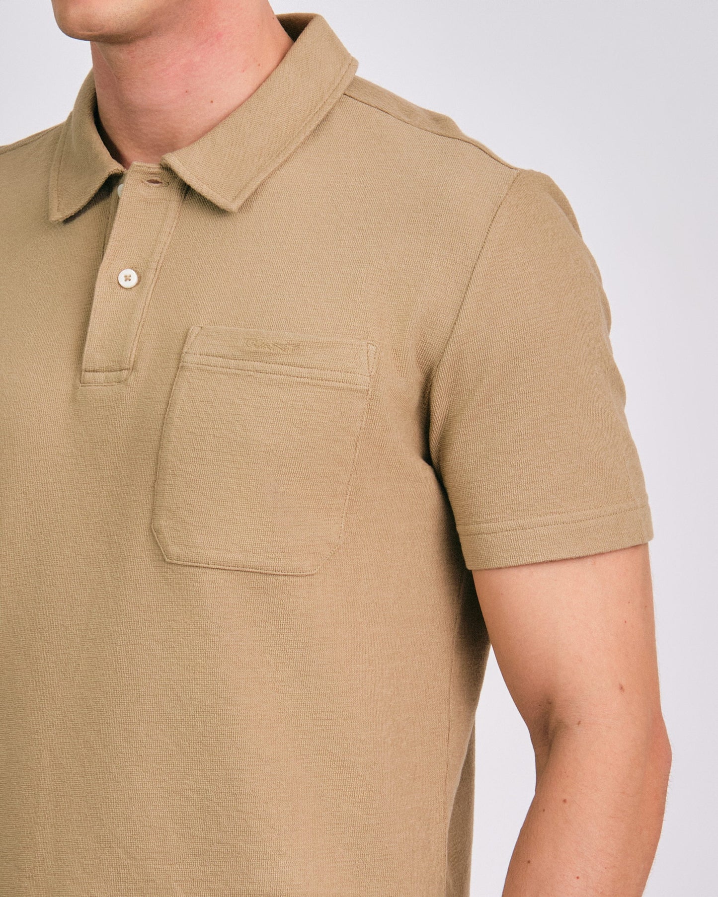 Textured Polo Dried Khaki / M