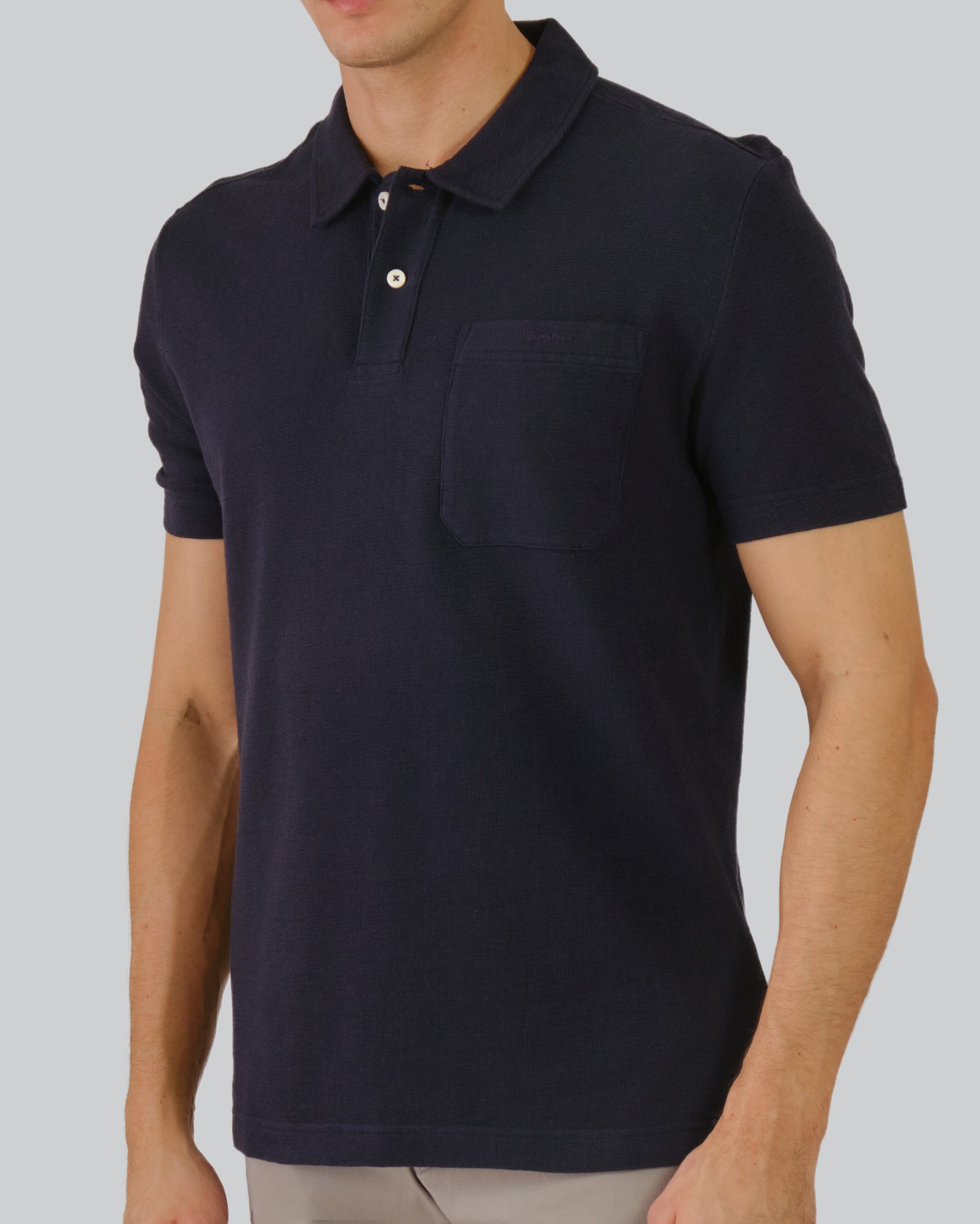 Textured Polo Evening Blue / M