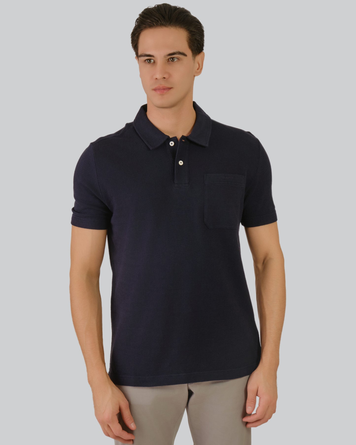 Textured Polo Evening Blue / M