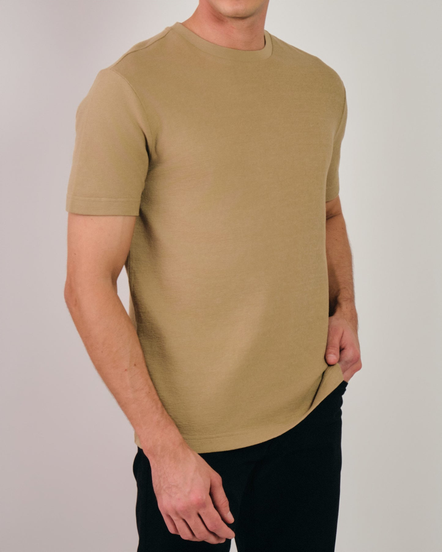 Textured T-Shirt Dried Khaki / M