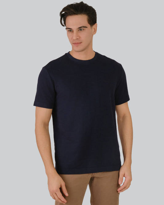 Textured T-Shirt Evening Blue / M