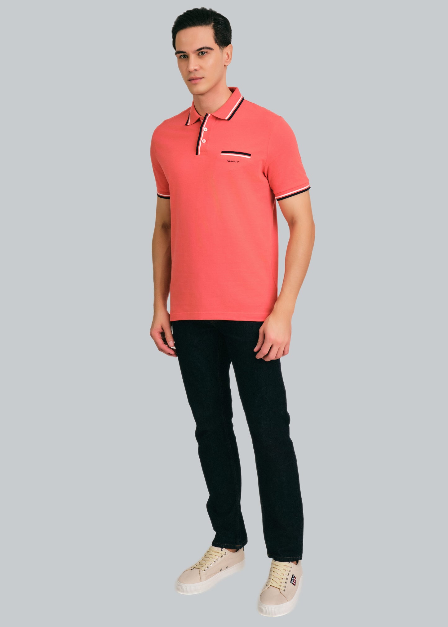 2-Col Tipping Pique Polo Sunset Pink / M