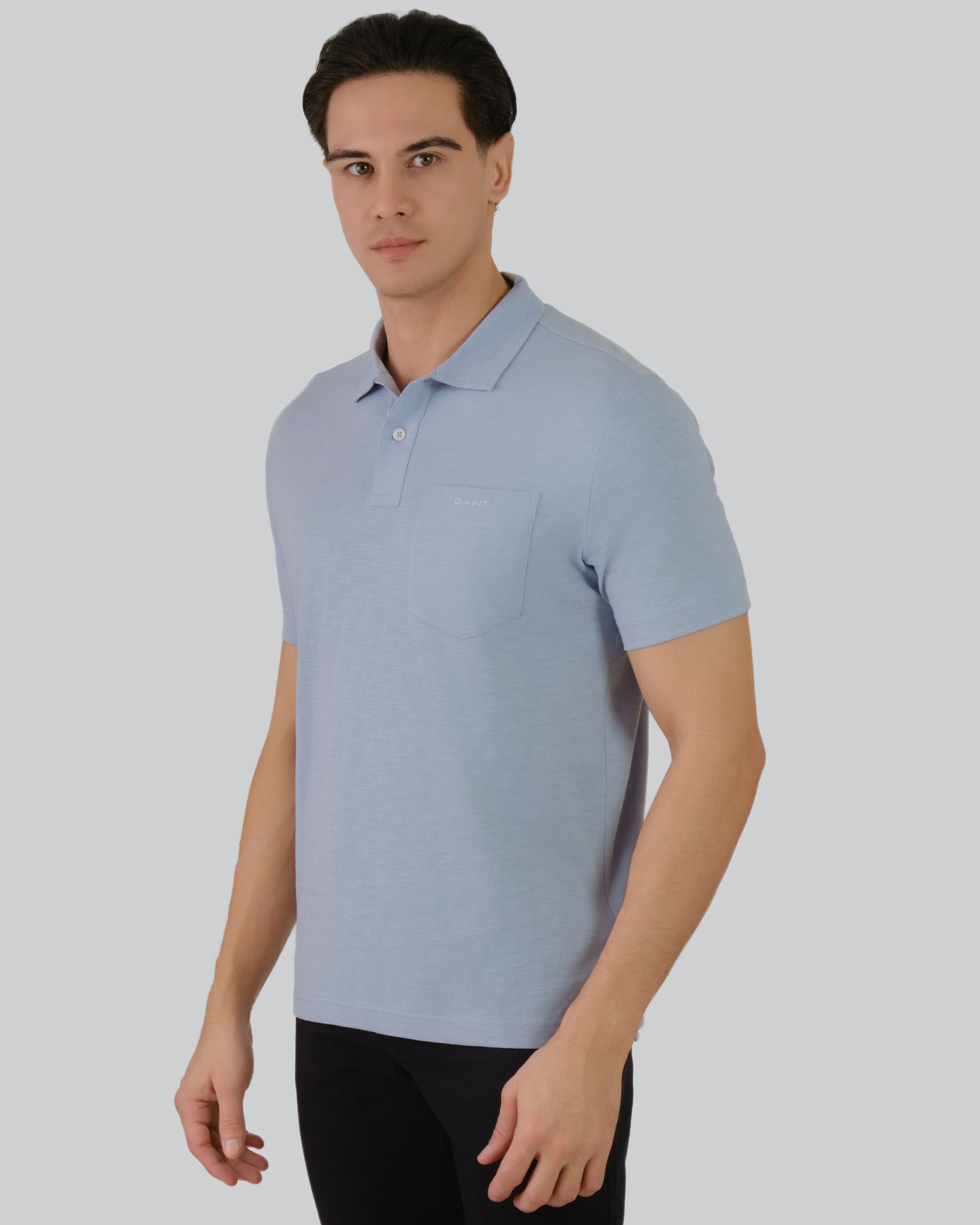 Slub Texture Polo Dove Blue / M